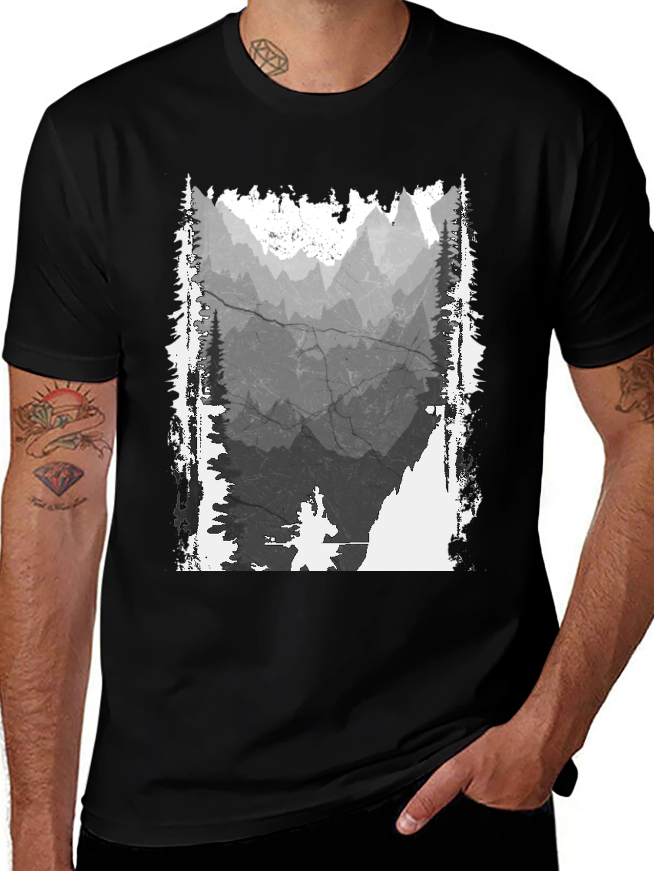 Mountain Graphic T-Shirt - Distressed Print