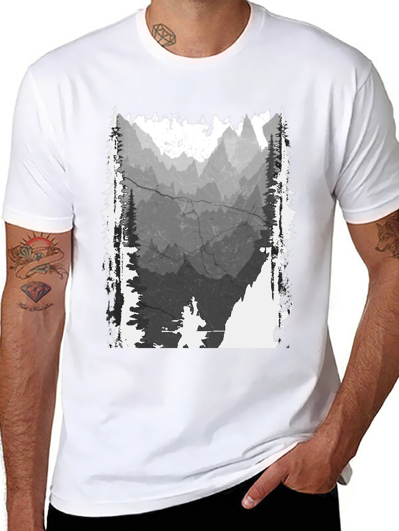Mountain Graphic T-Shirt - Distressed Print