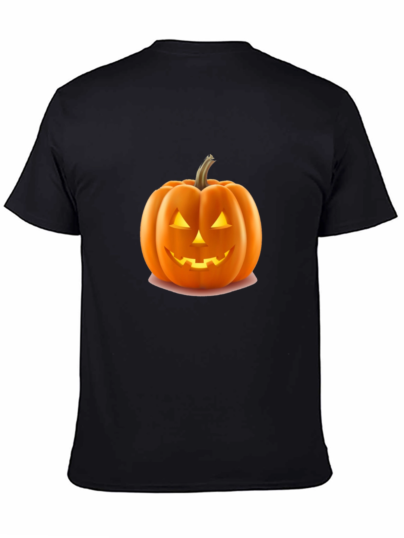 Halloween Pumpkin Graphic Tee - Black Cotton Shirt