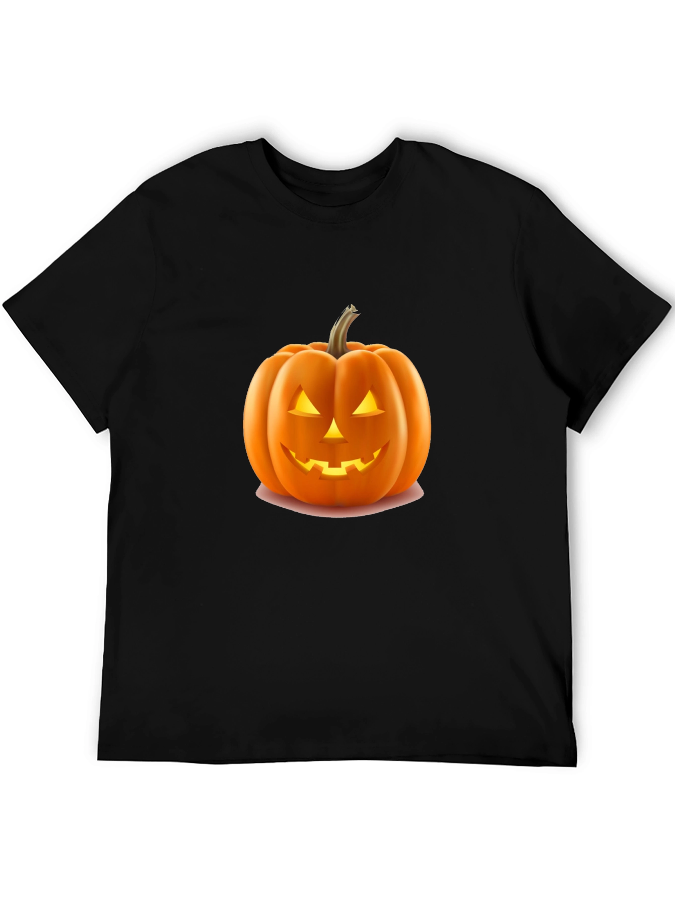 Halloween Pumpkin Graphic Tee - Black Cotton Shirt