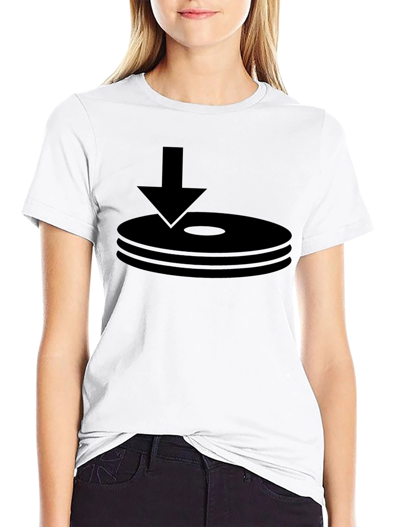 Black T-Shirt with Download Icon