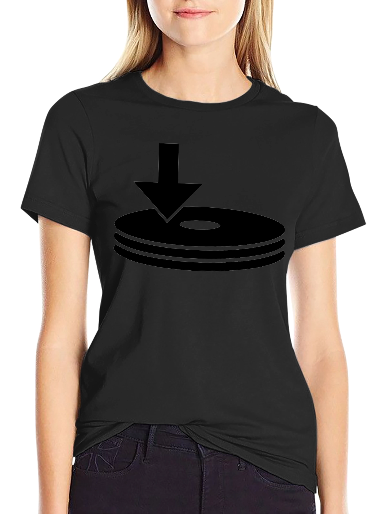 Black T-Shirt with Download Icon