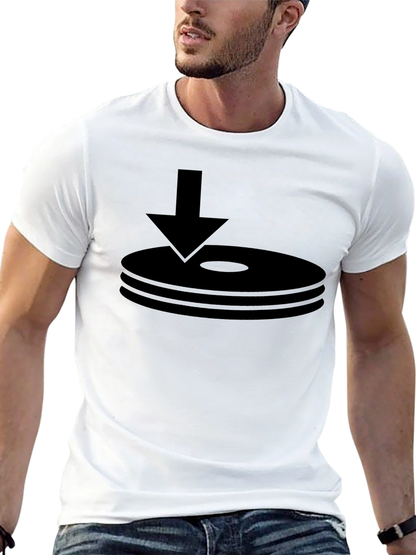 Black T-Shirt with Download Icon