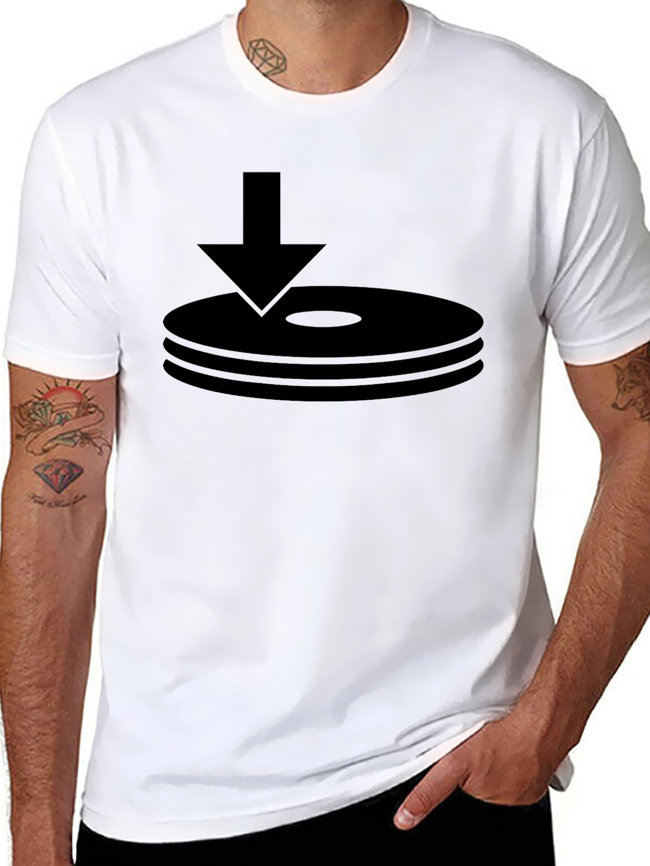 Black T-Shirt with Download Icon