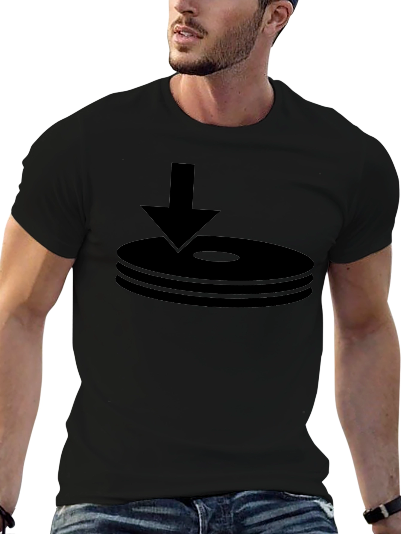 Black T-Shirt with Download Icon