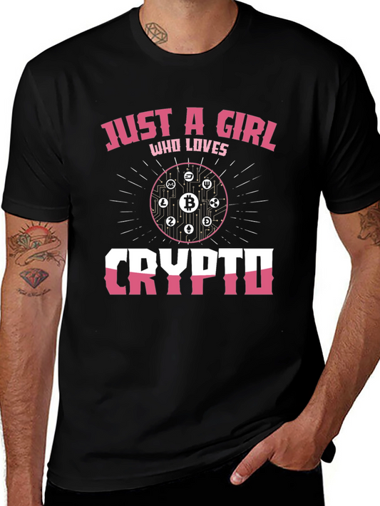 Just A Girl Who Loves Crypto Black T-Shirt