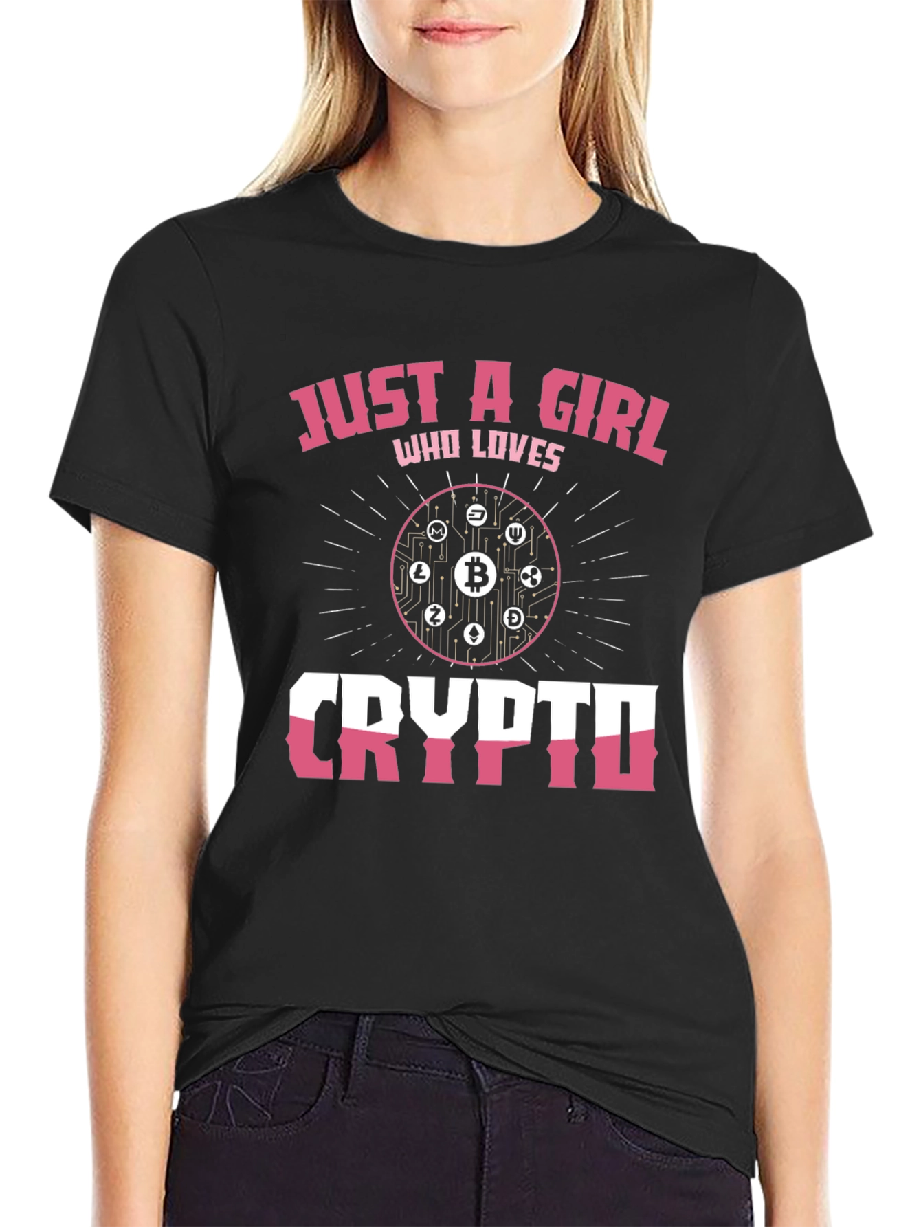 Just A Girl Who Loves Crypto Black T-Shirt