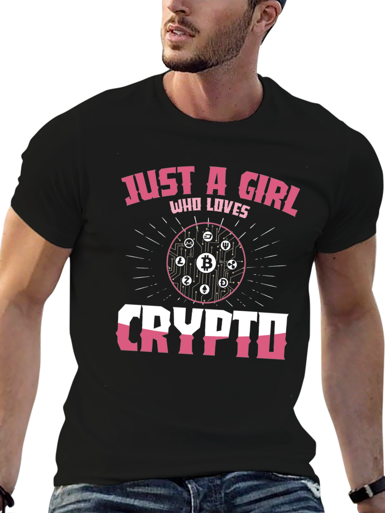 Just A Girl Who Loves Crypto Black T-Shirt