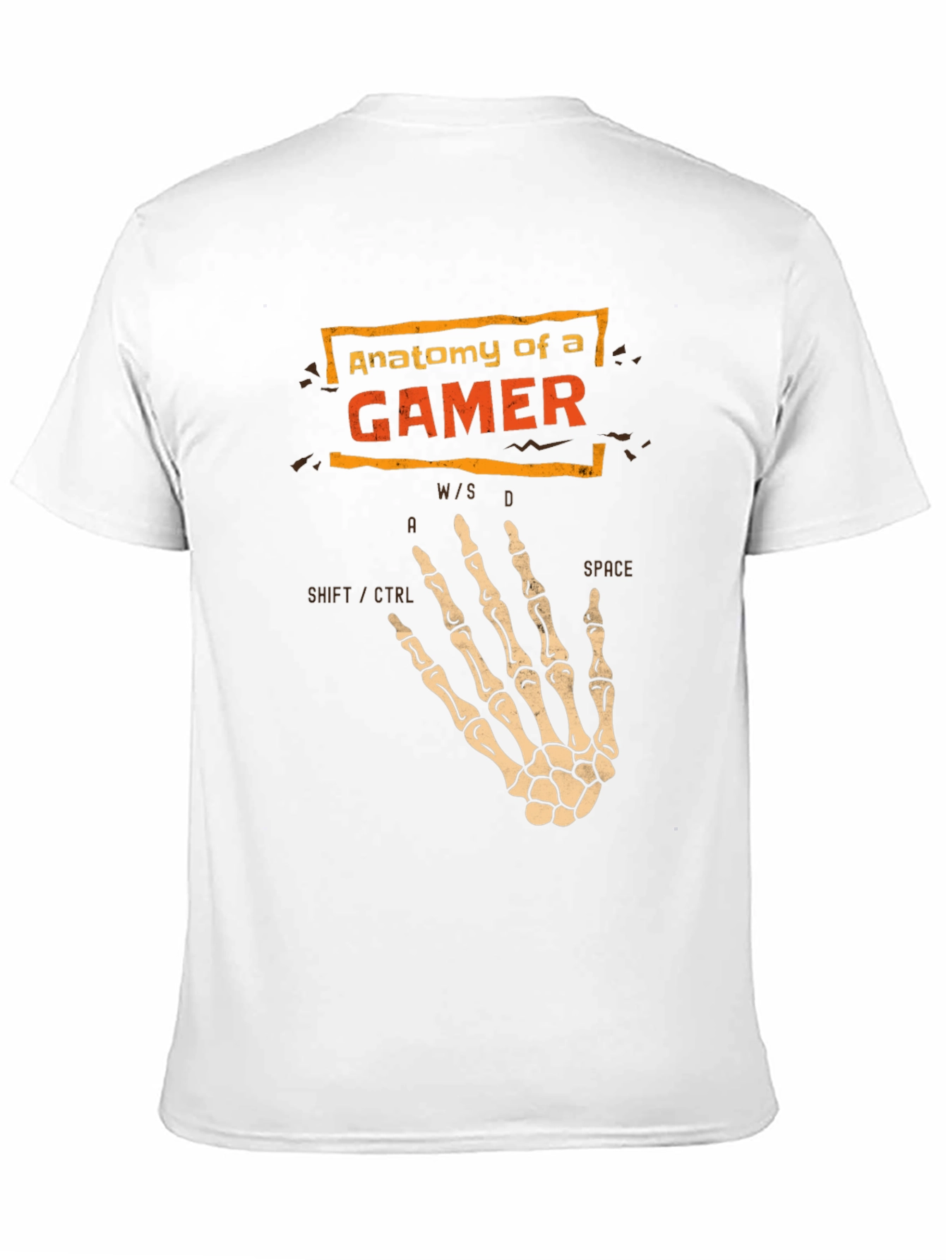 Anatomy of a Gamer T-Shirt - Skeleton Hand Design