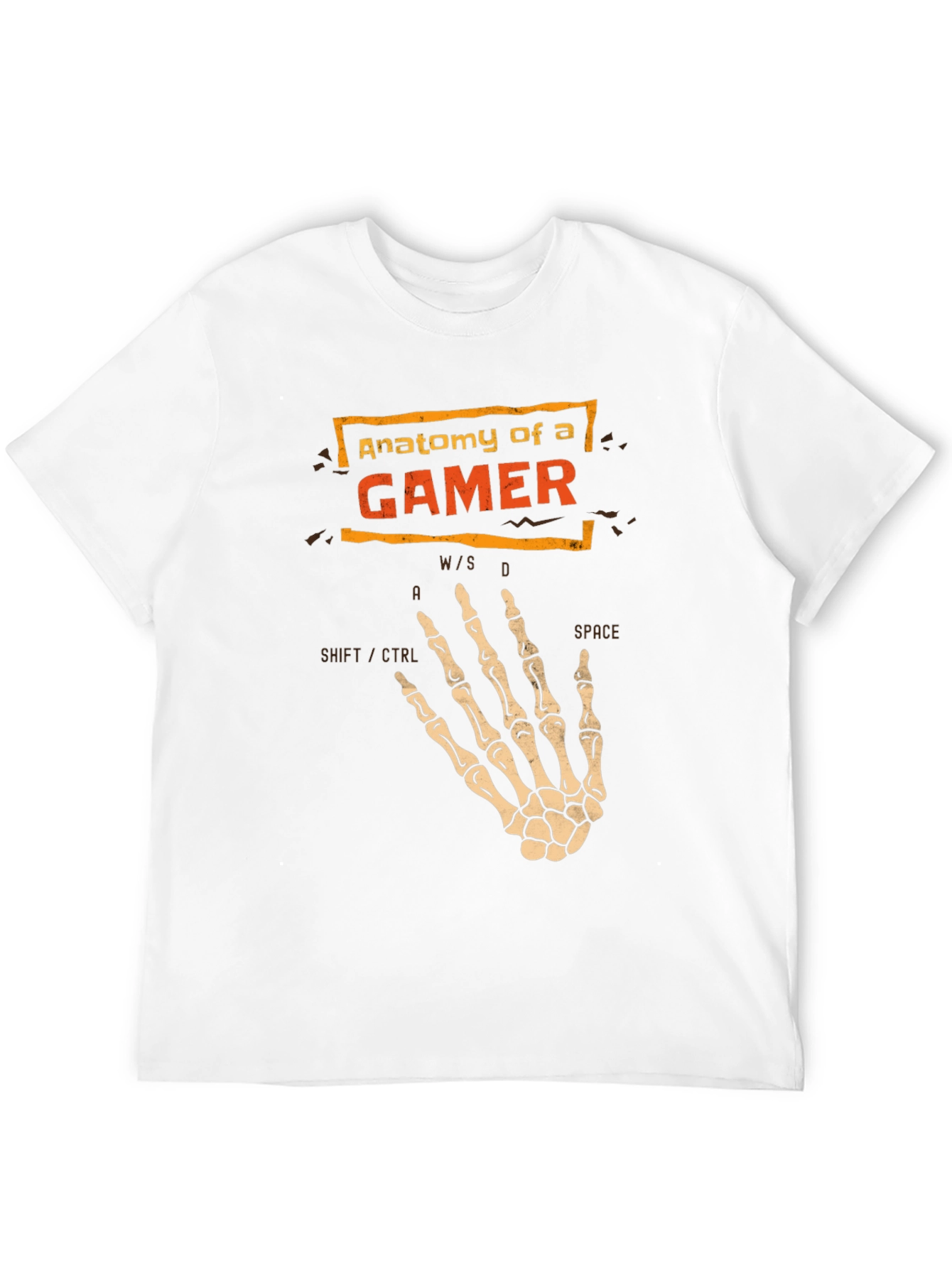 Anatomy of a Gamer T-Shirt - Skeleton Hand Design