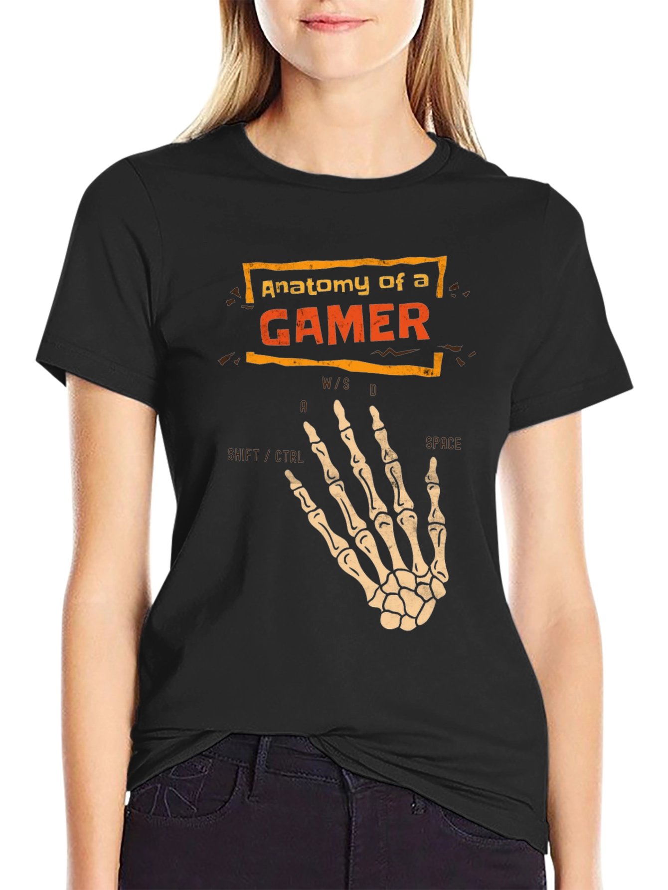 Anatomy of a Gamer T-Shirt - Skeleton Hand Design