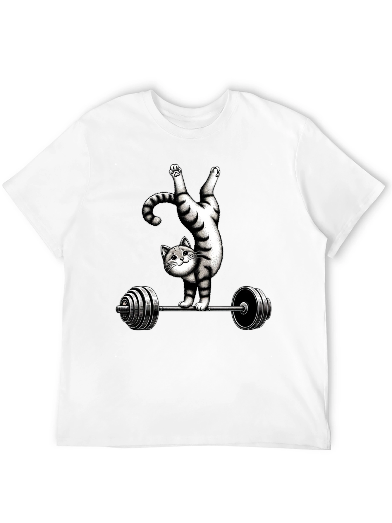 Funny Cat Lifting Barbell T-Shirt