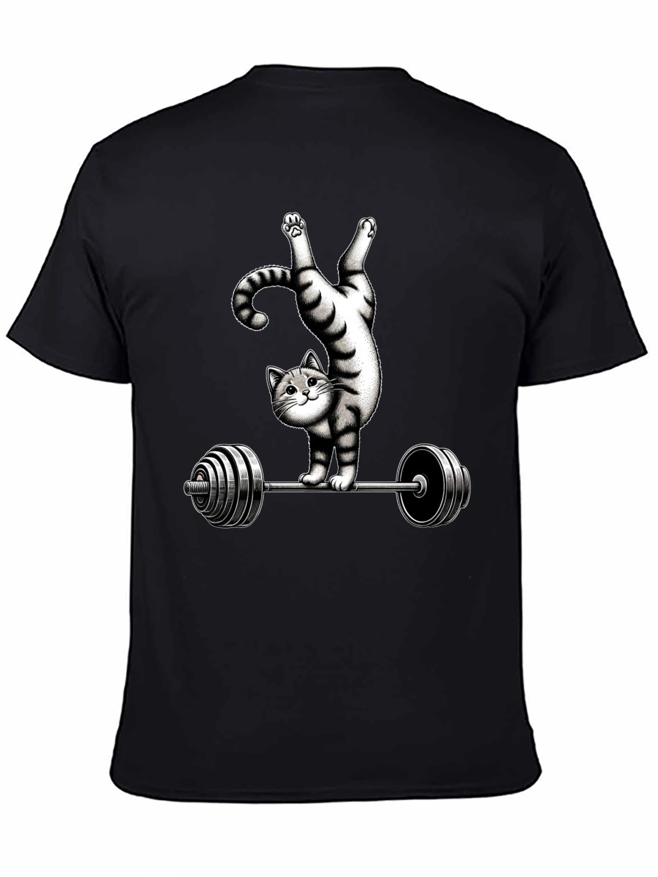Funny Cat Lifting Barbell T-Shirt