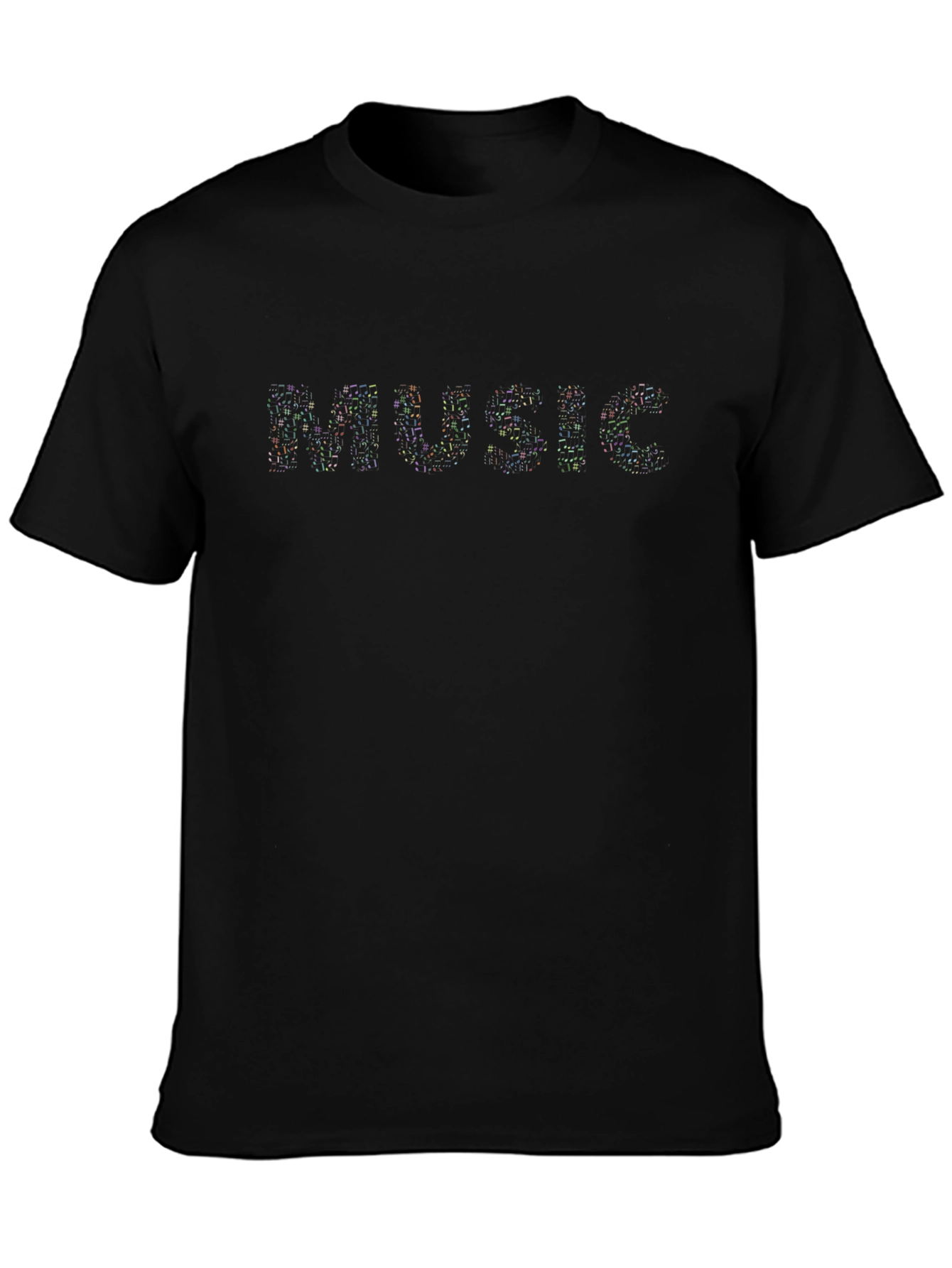 Music Notes Design Black T-Shirt