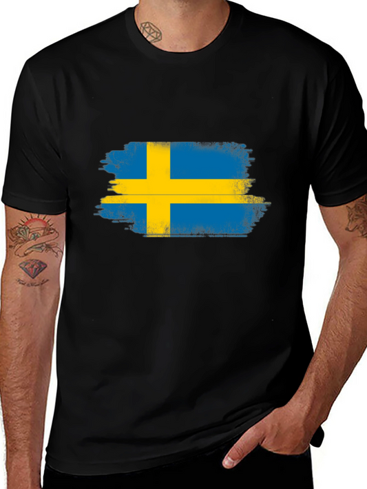 Sweden Flag T-Shirt Distressed Graphic Tee
