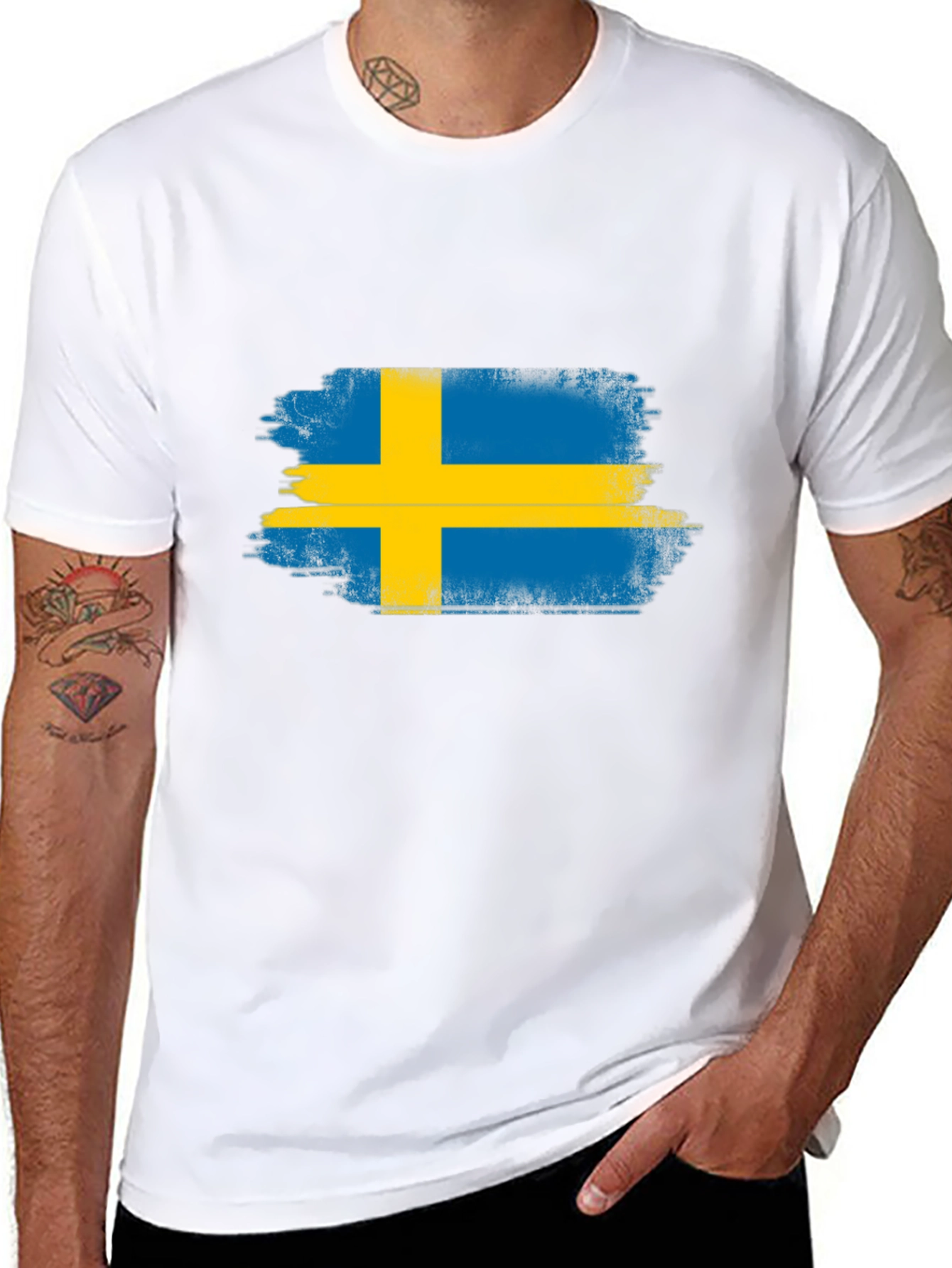 Sweden Flag T-Shirt Distressed Graphic Tee