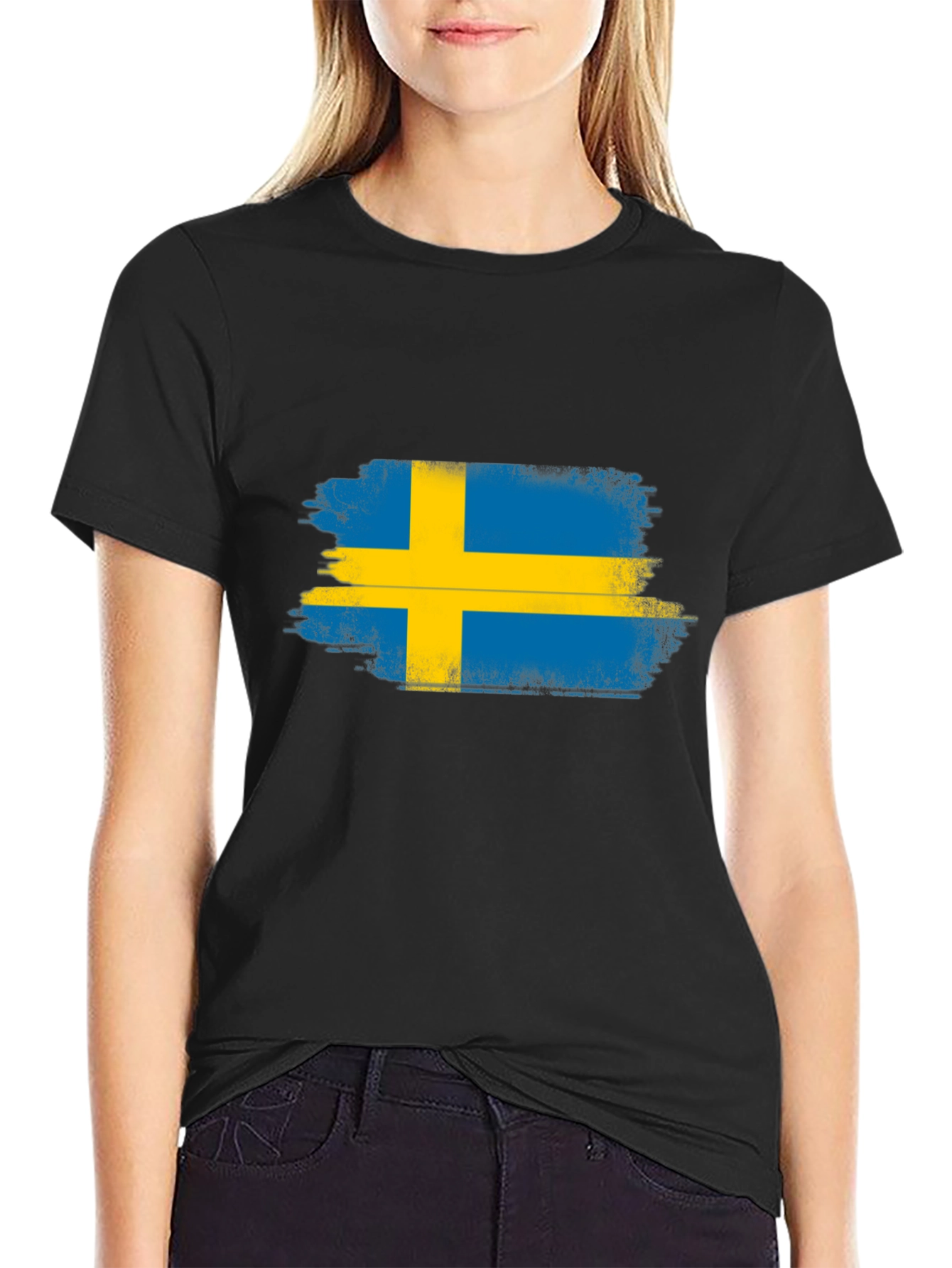 Sweden Flag T-Shirt Distressed Graphic Tee