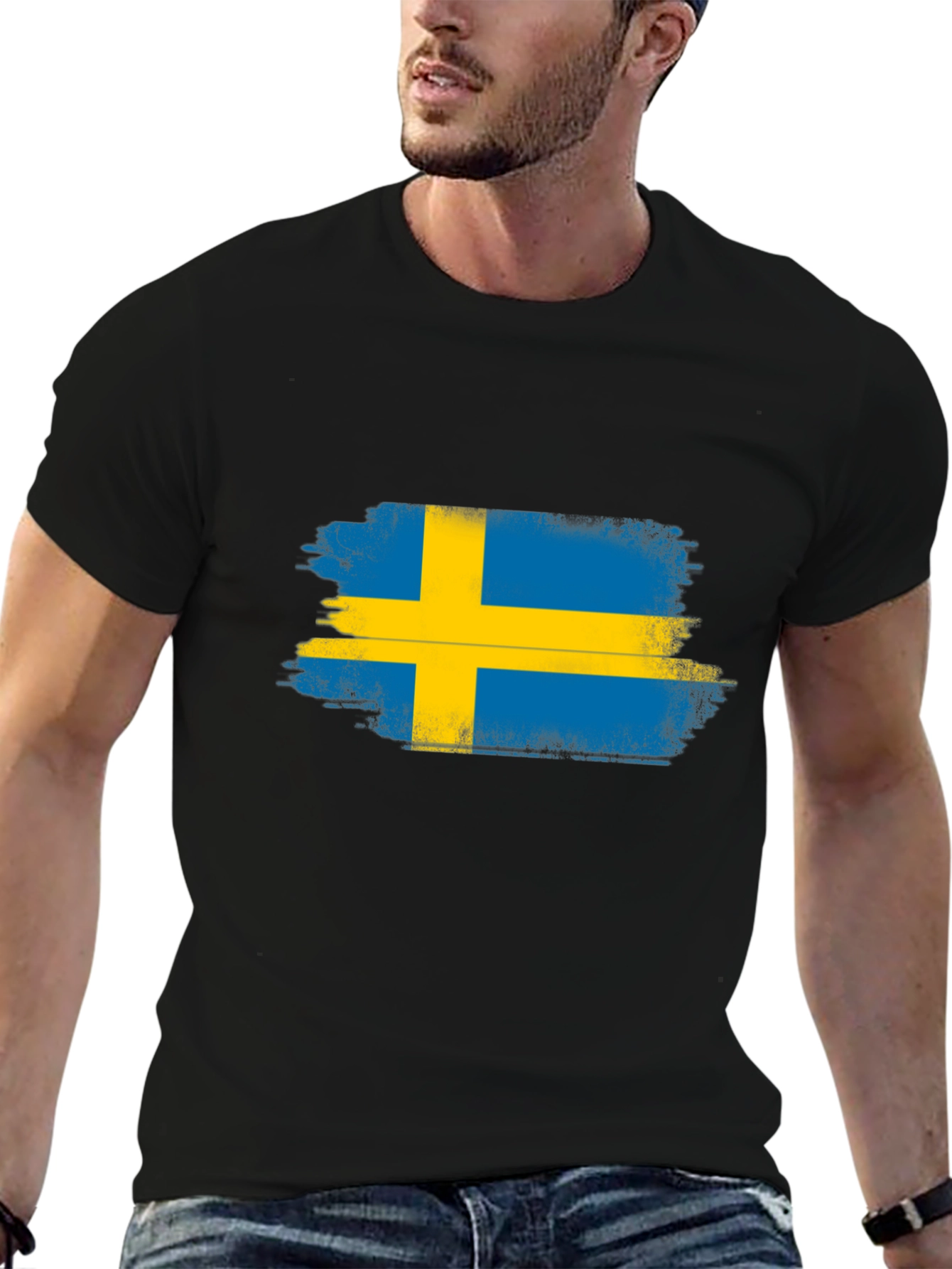 Sweden Flag T-Shirt Distressed Graphic Tee
