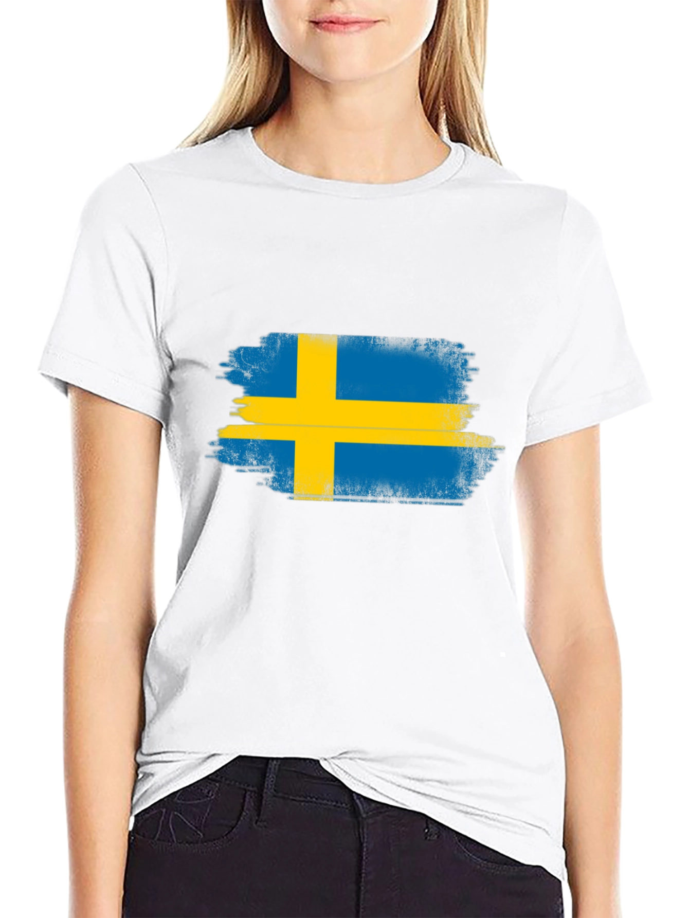 Sweden Flag T-Shirt Distressed Graphic Tee