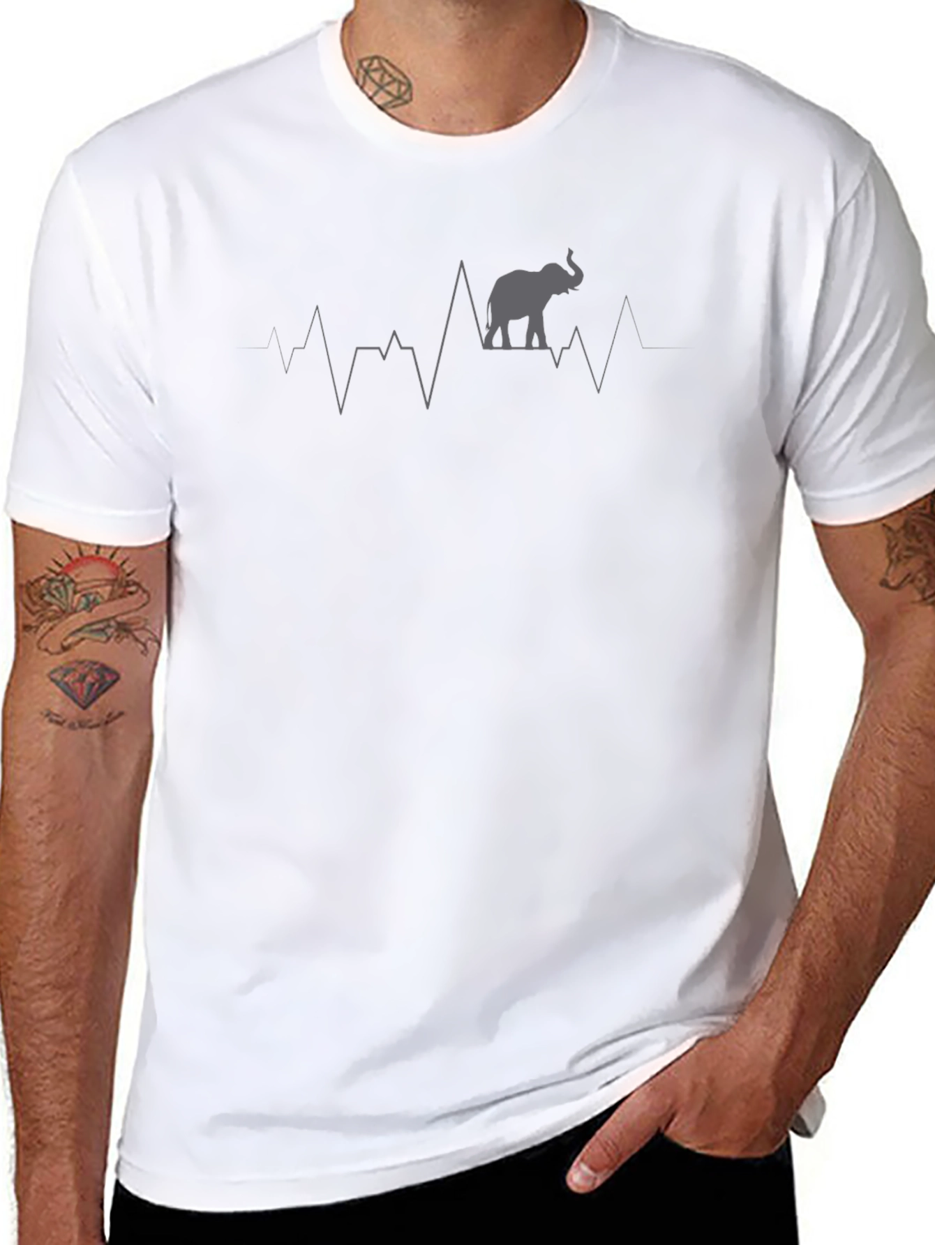 Elephant Heartbeat Graphic Tee - Black