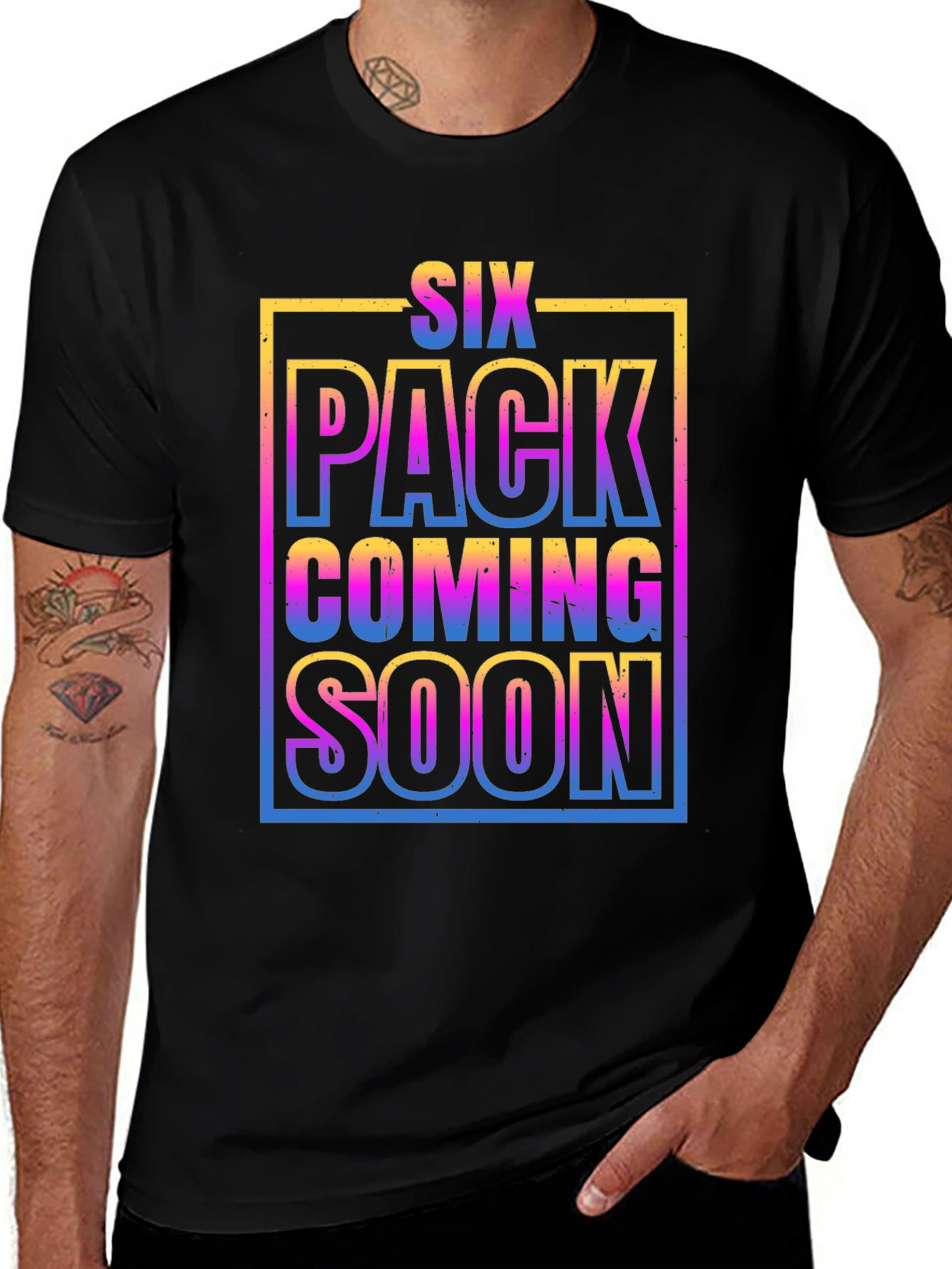 Six Pack Coming Soon Graphic T-Shirt