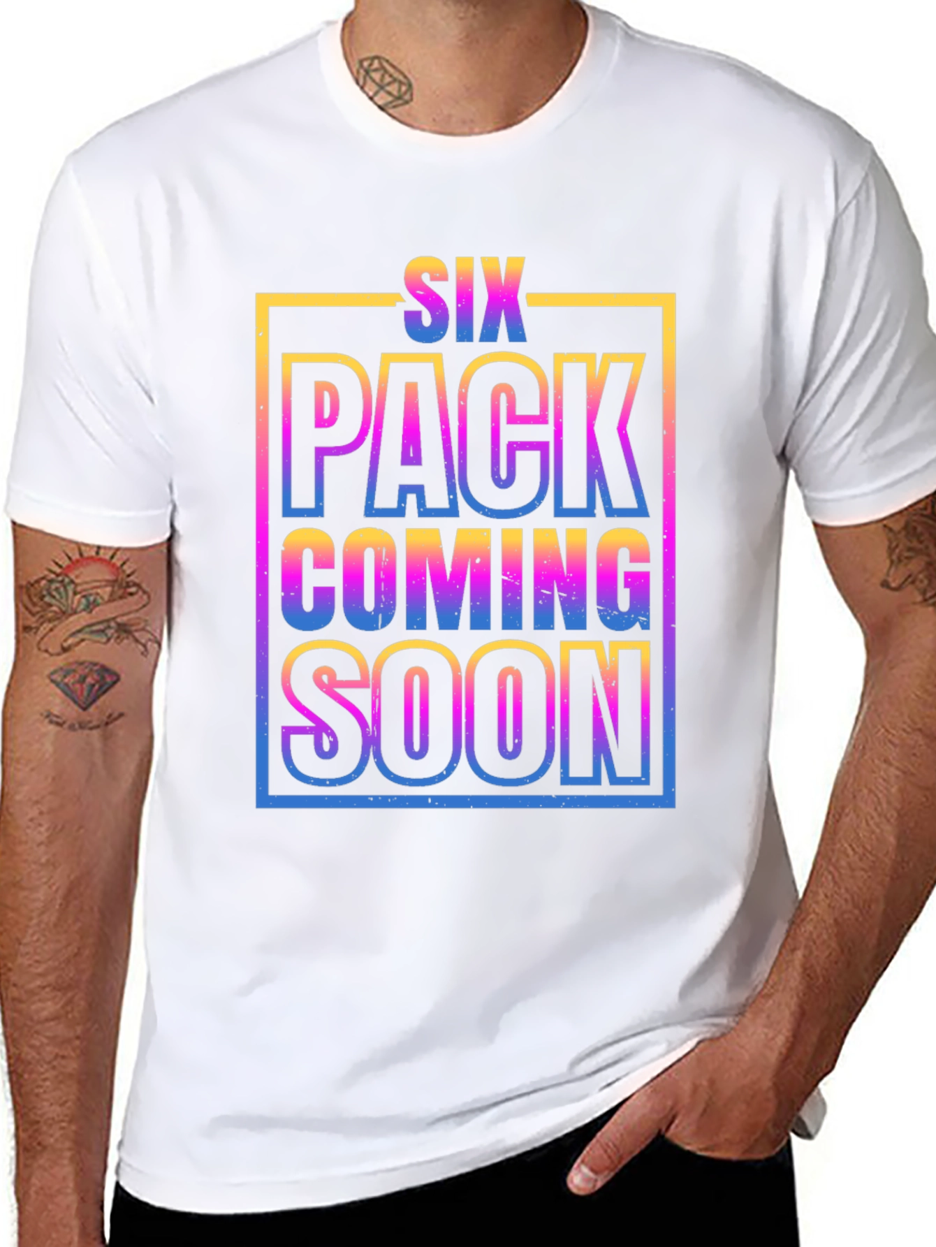 Six Pack Coming Soon Graphic T-Shirt