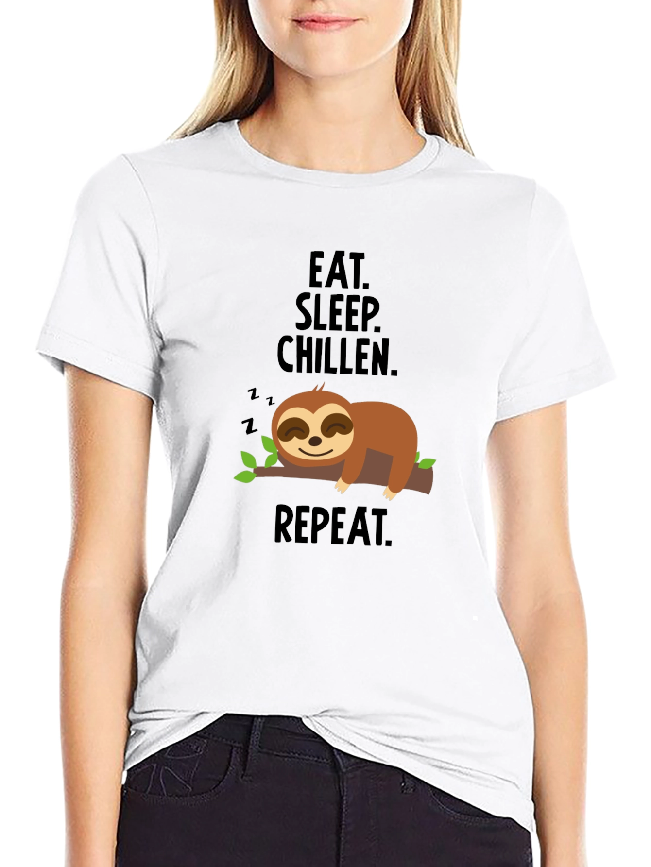 Eat Sleep Chillen Sloth Graphic T-Shirt
