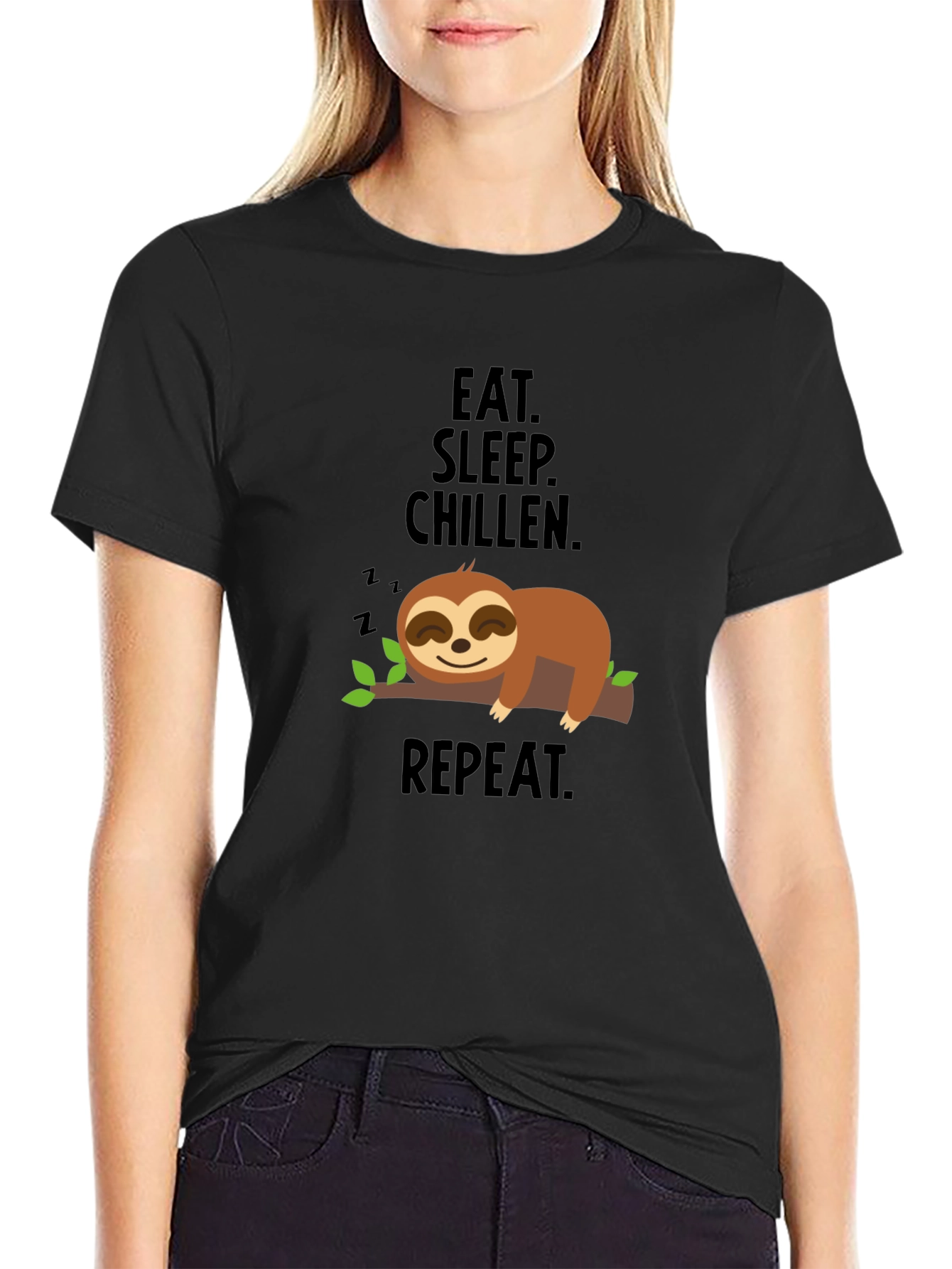 Eat Sleep Chillen Sloth Graphic T-Shirt