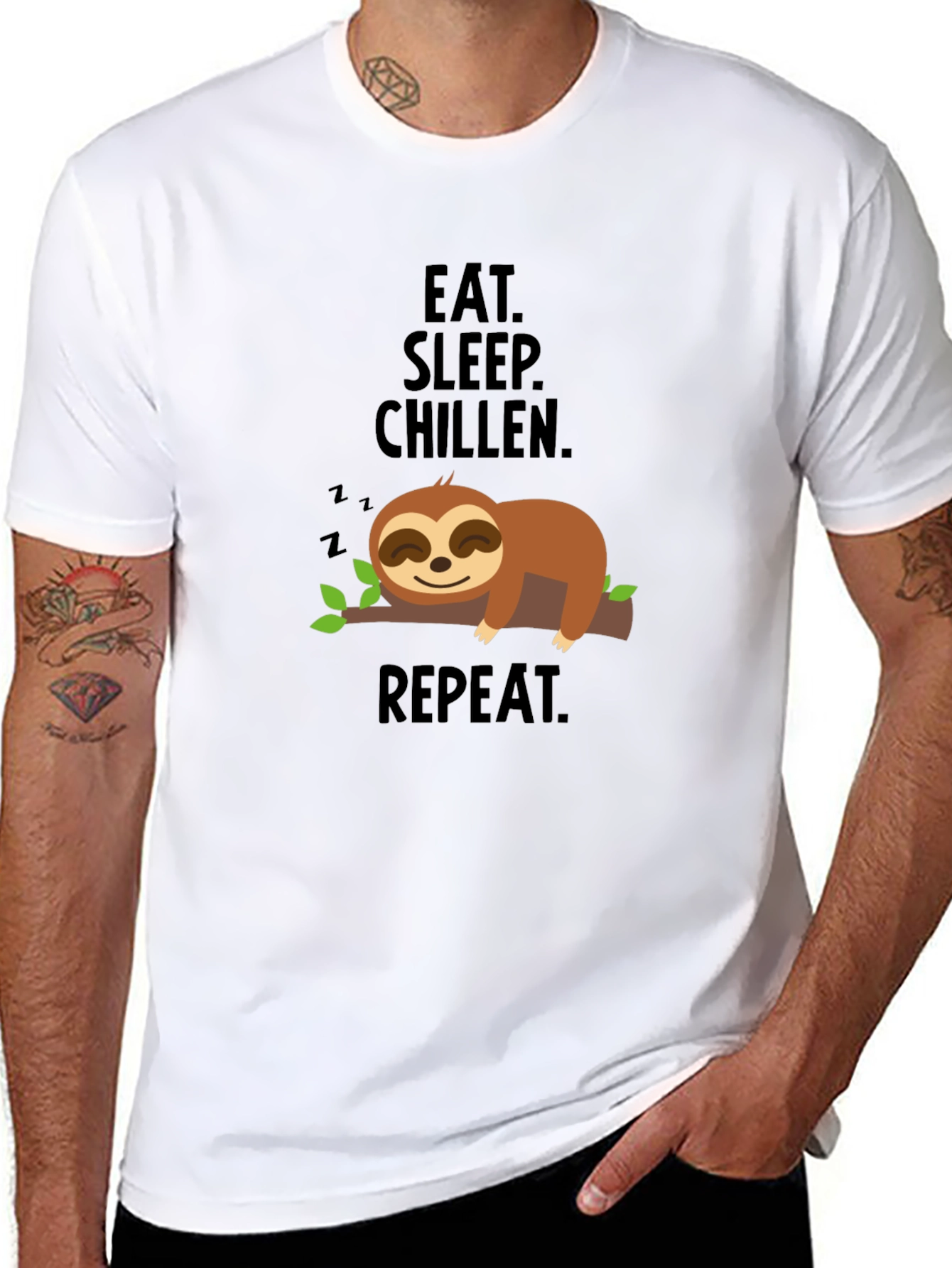 Eat Sleep Chillen Sloth Graphic T-Shirt