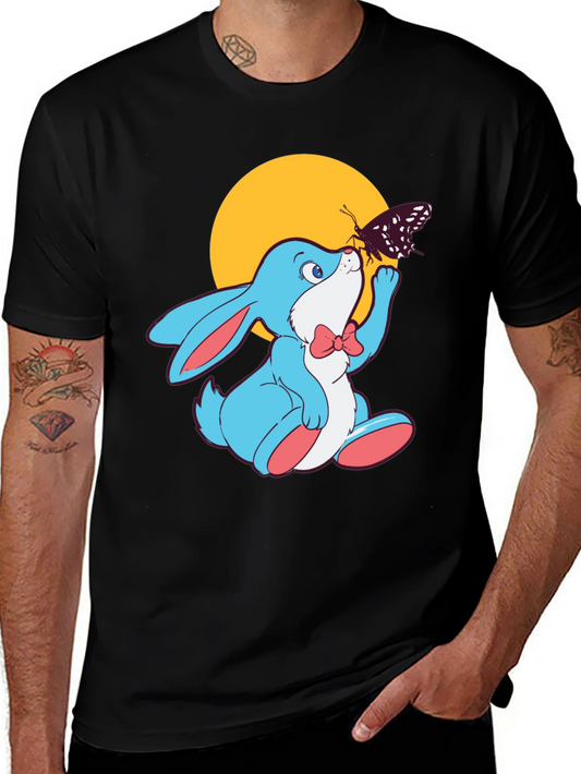Cute Bunny with Butterfly Graphic T-Shirt