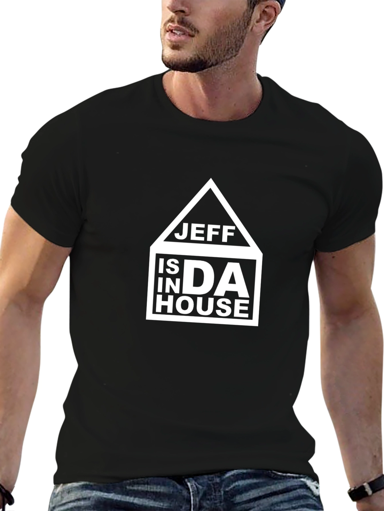 Jeff in Da House Black T-Shirt