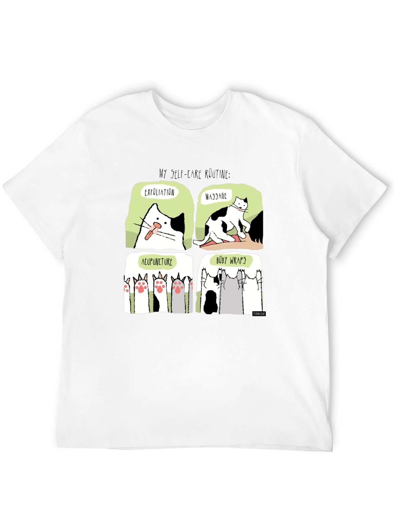 Self-Care Cat Routine Black T-Shirt