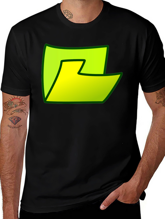 Abstract Green Graphic Print Black T-Shirt