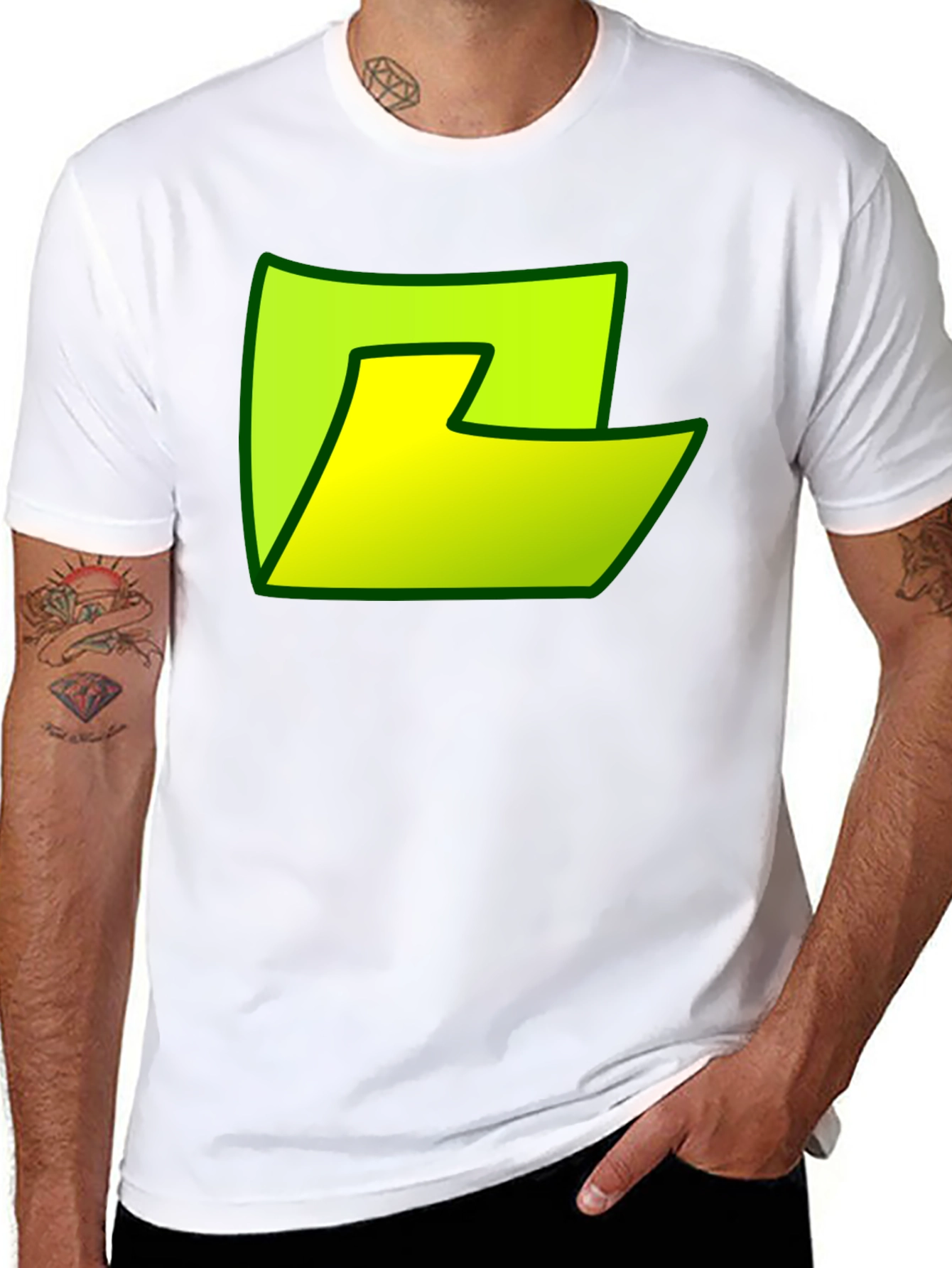 Abstract Green Graphic Print Black T-Shirt
