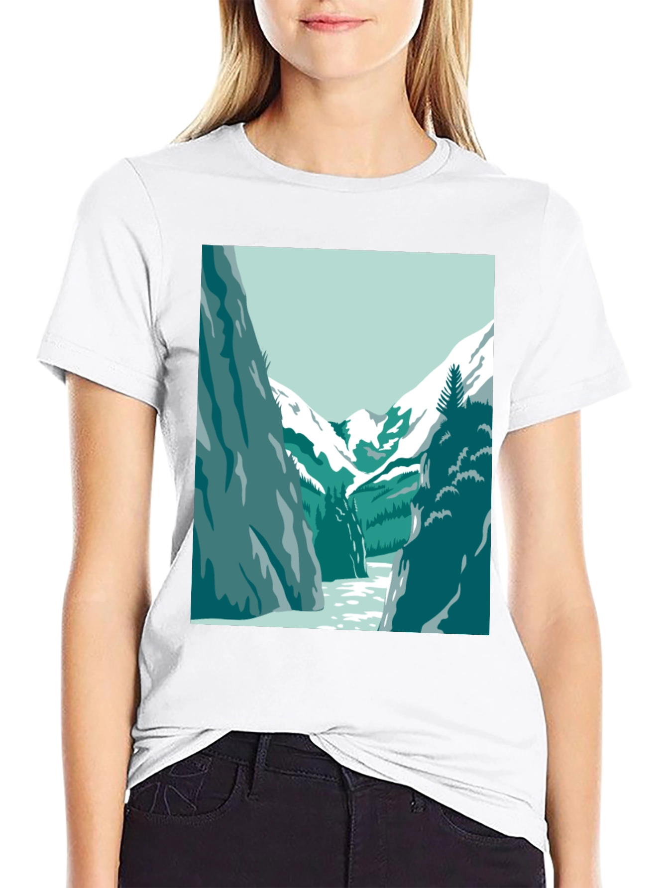 Mountain River Graphic Tee - Black Casual T-Shirt
