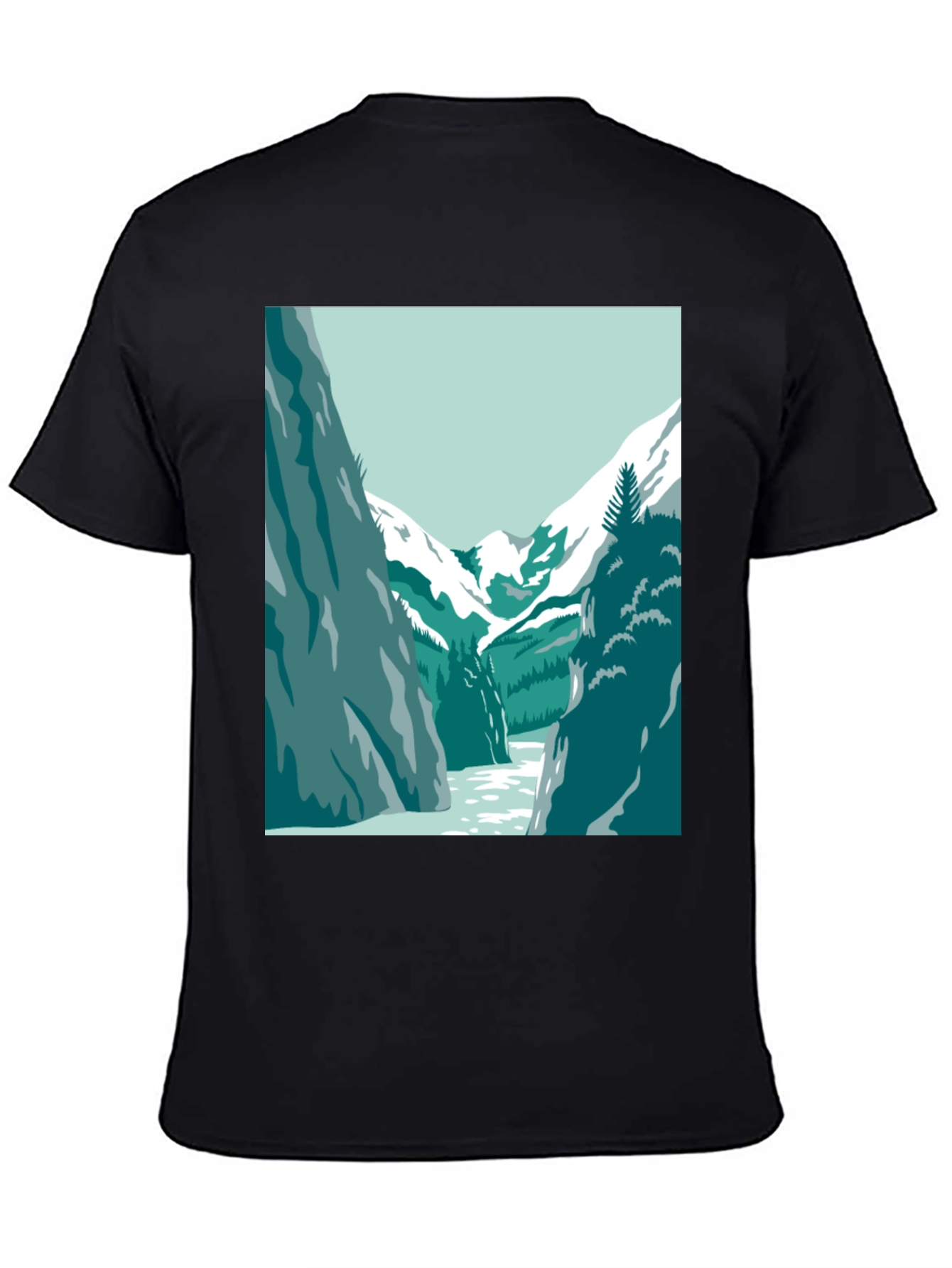 Mountain River Graphic Tee - Black Casual T-Shirt