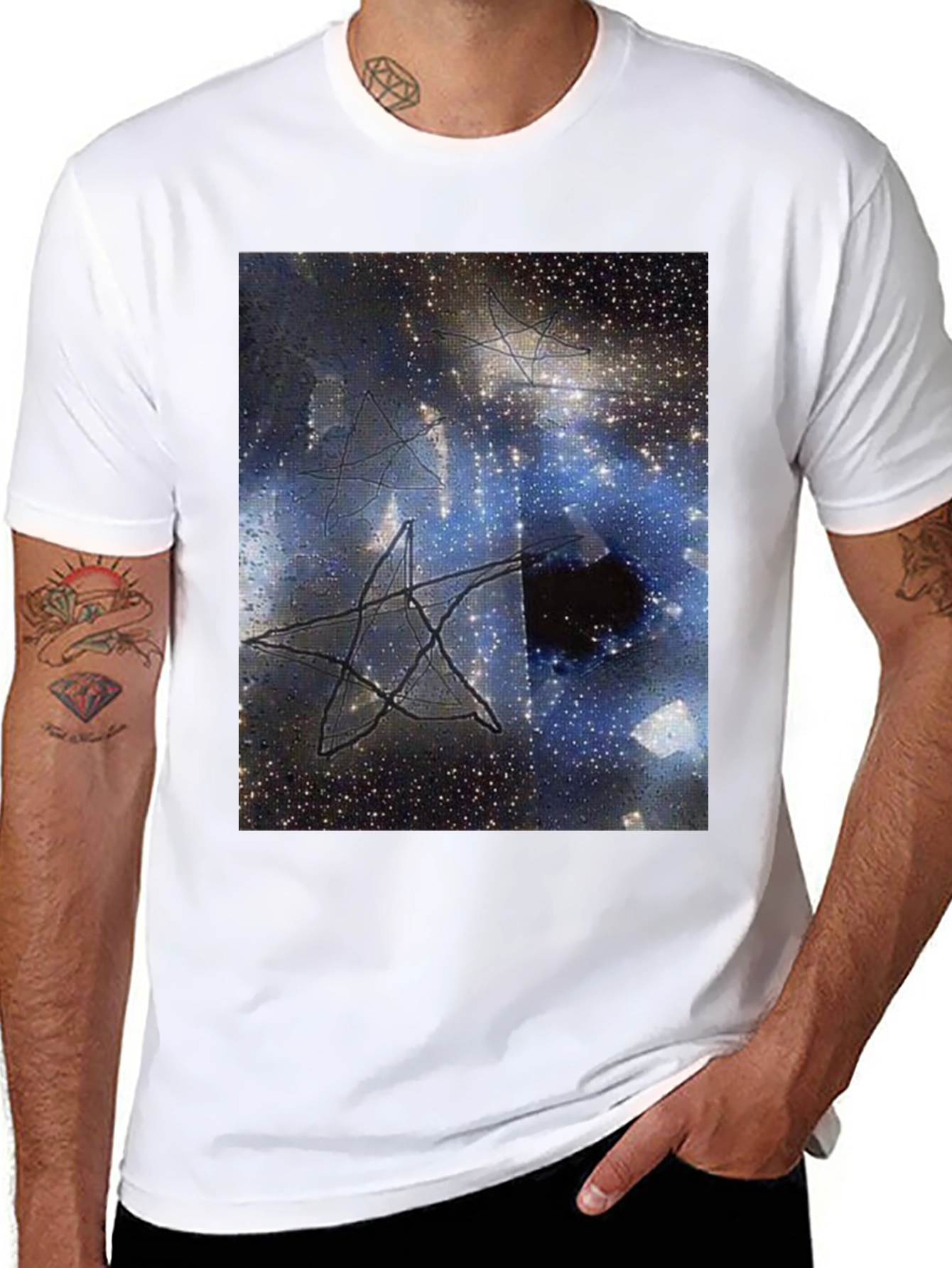 Cosmic Star Graphic Tee - Black Cotton T-Shirt