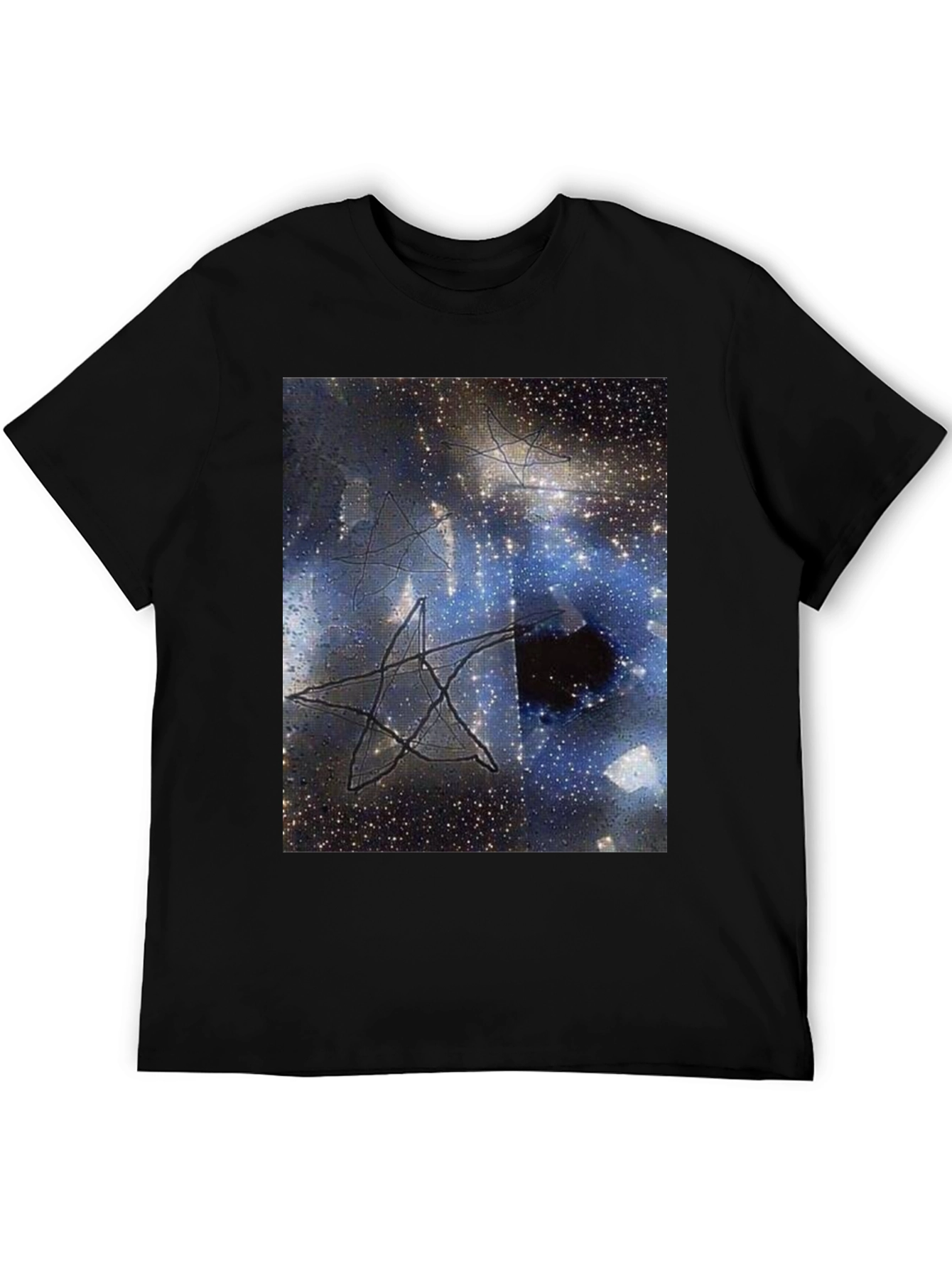 Cosmic Star Graphic Tee - Black Cotton T-Shirt