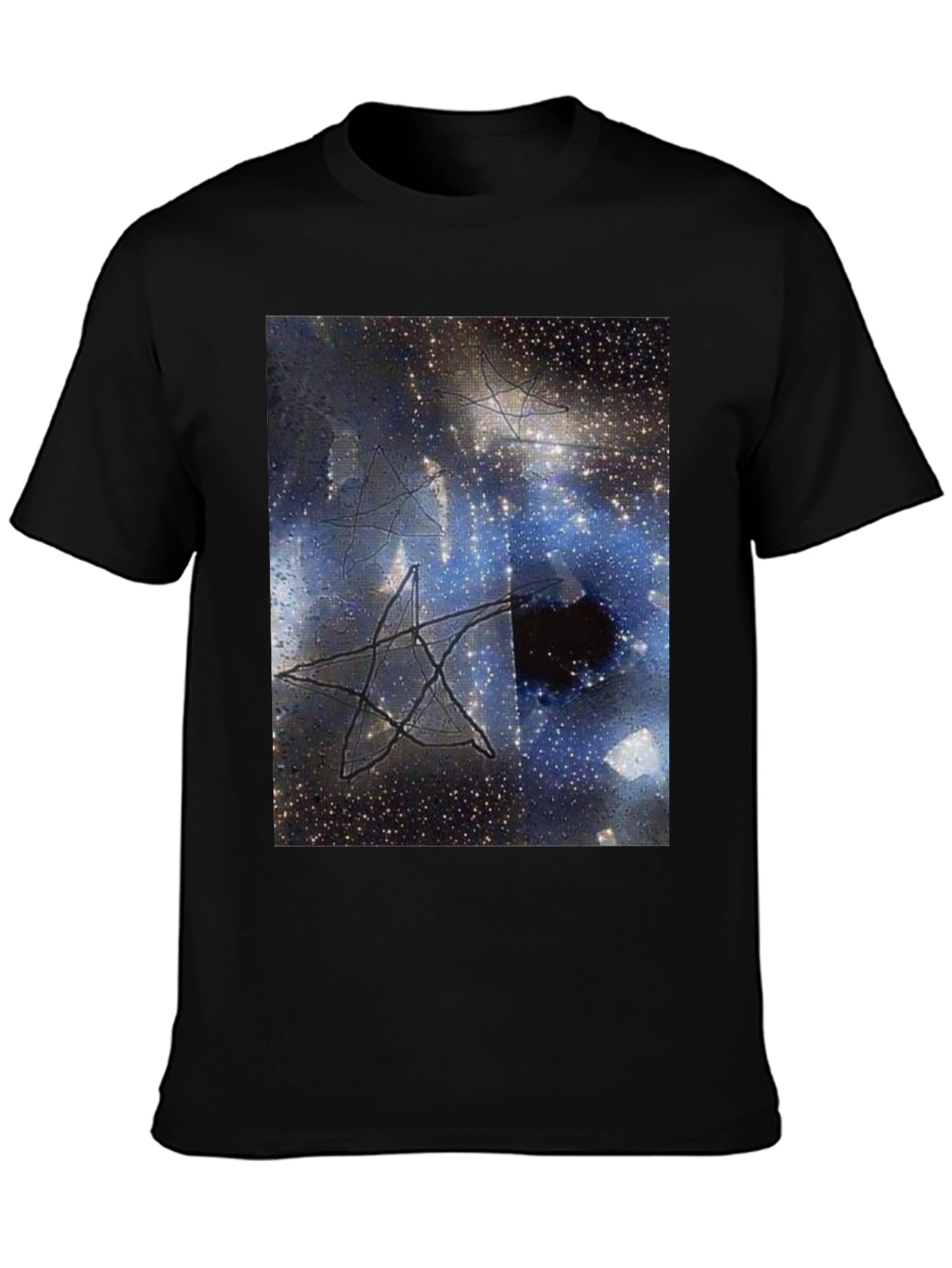 Cosmic Star Graphic Tee - Black Cotton T-Shirt