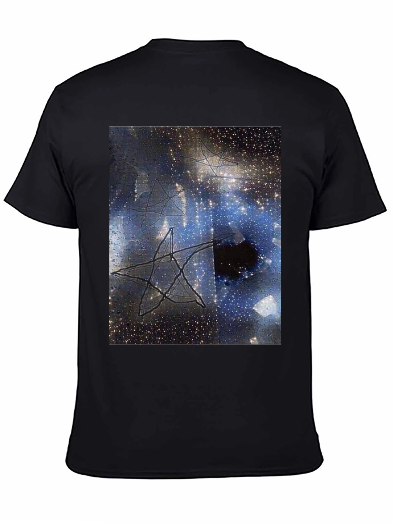 Cosmic Star Graphic Tee - Black Cotton T-Shirt
