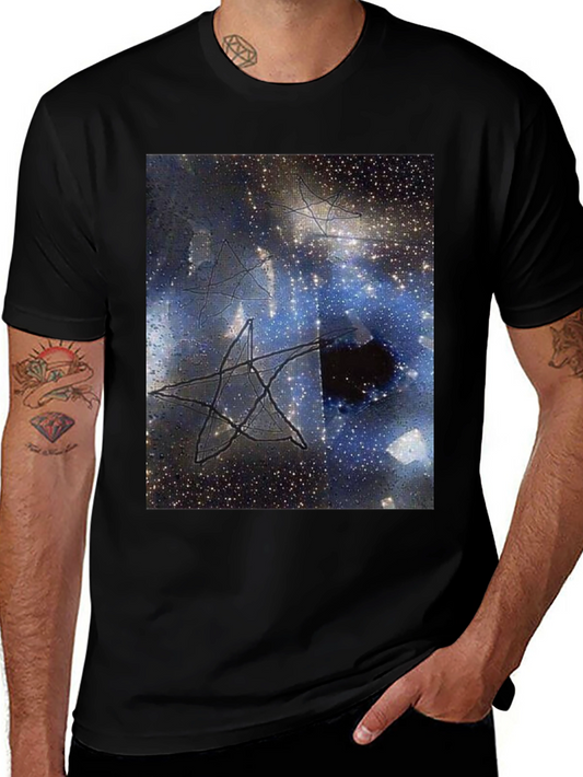 Cosmic Star Graphic Tee - Black Cotton T-Shirt