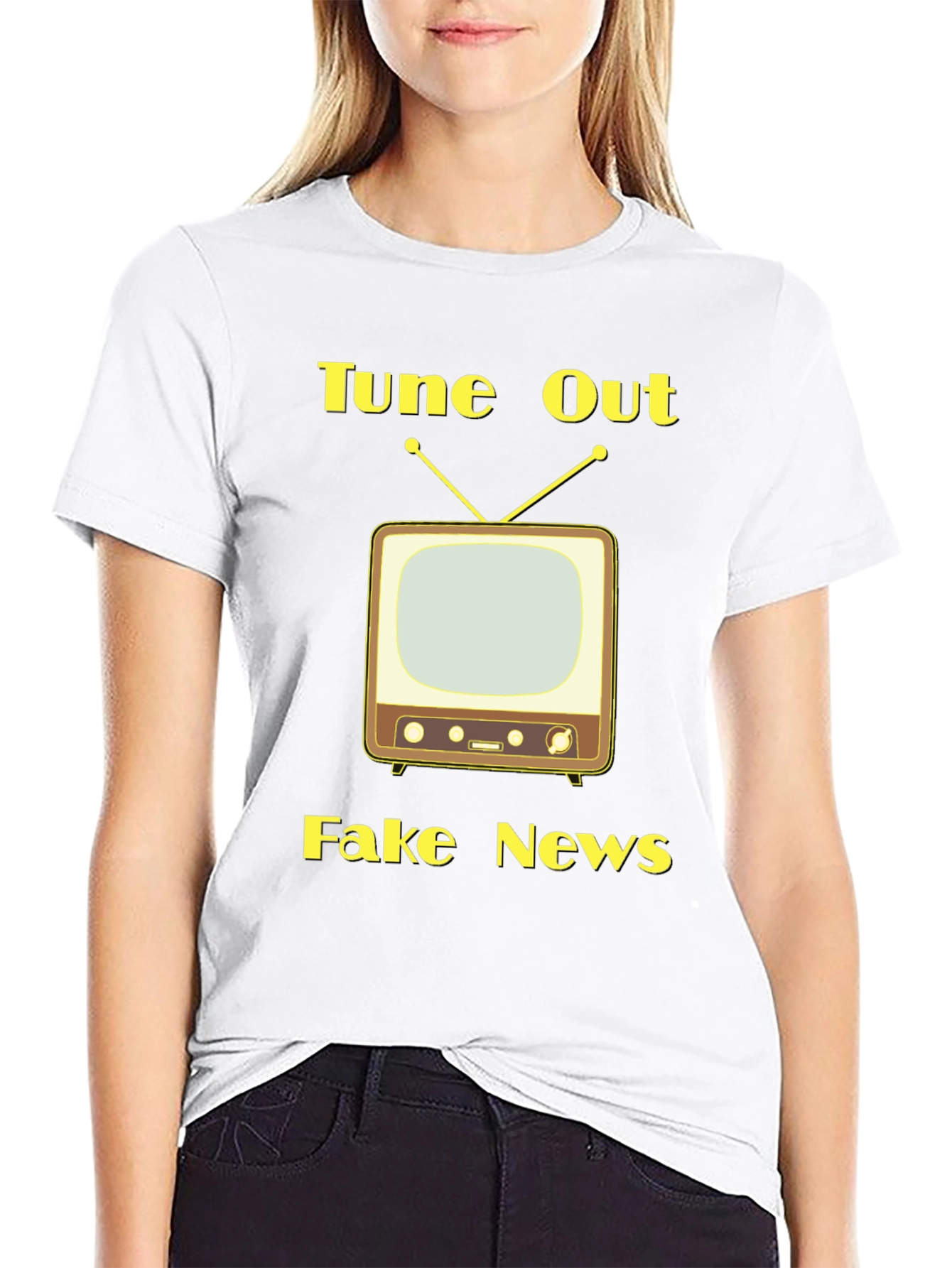 Tune Out Fake News Graphic Tee - Black