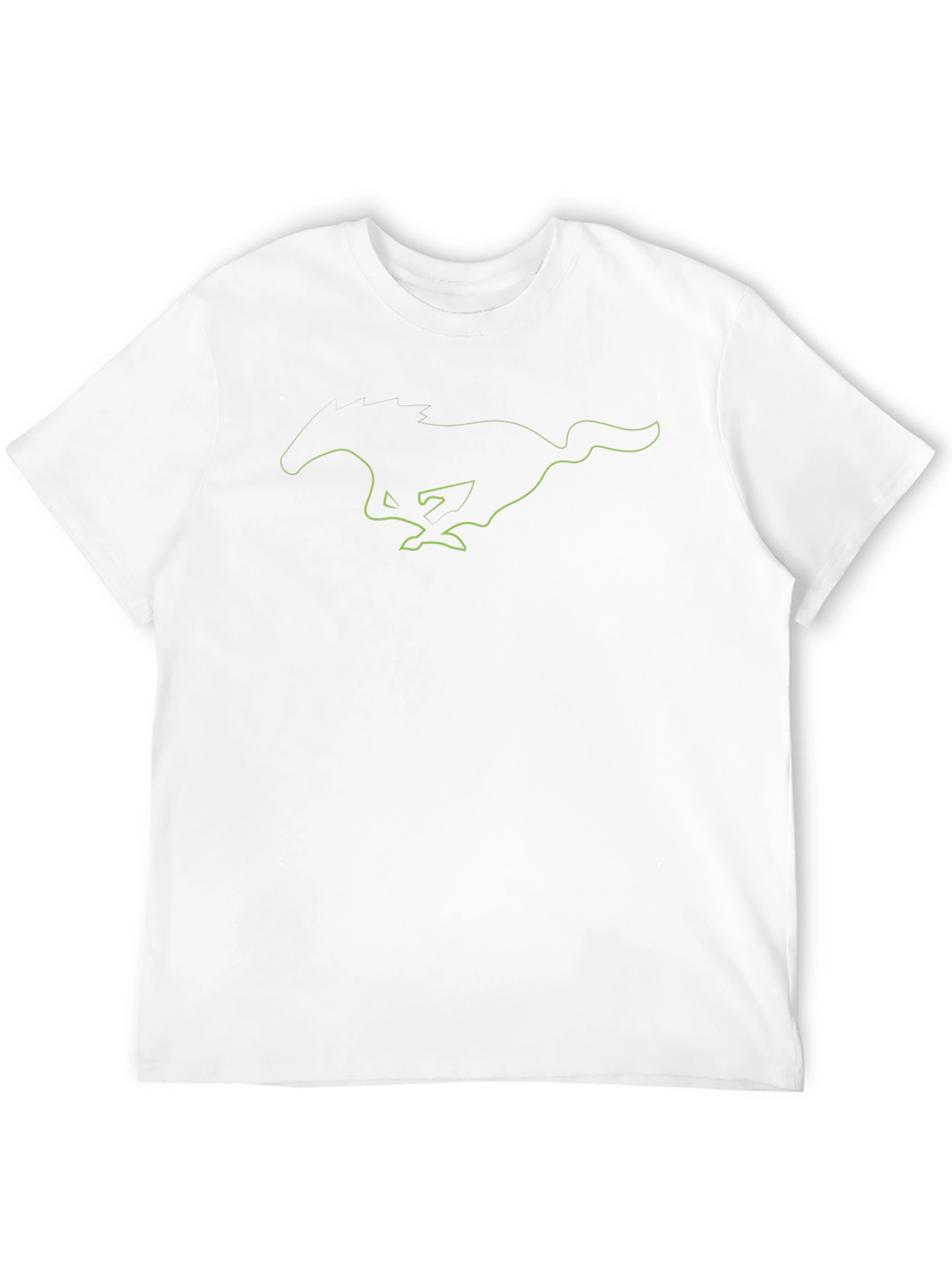 Mens Black T-Shirt with Green Mustang Graphic