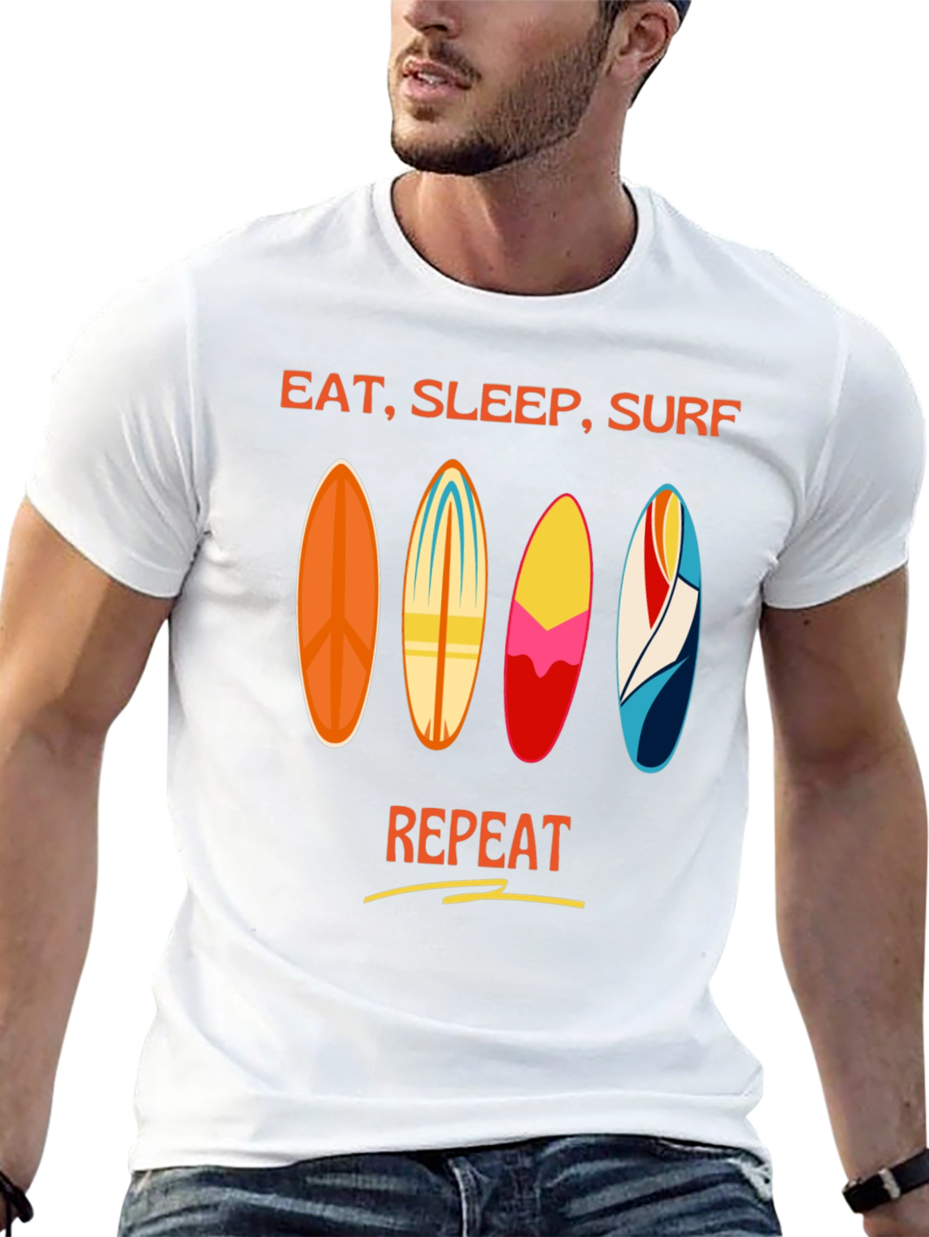 Eat Sleep Surf Repeat T-Shirt - Surfer Lifestyle Tee