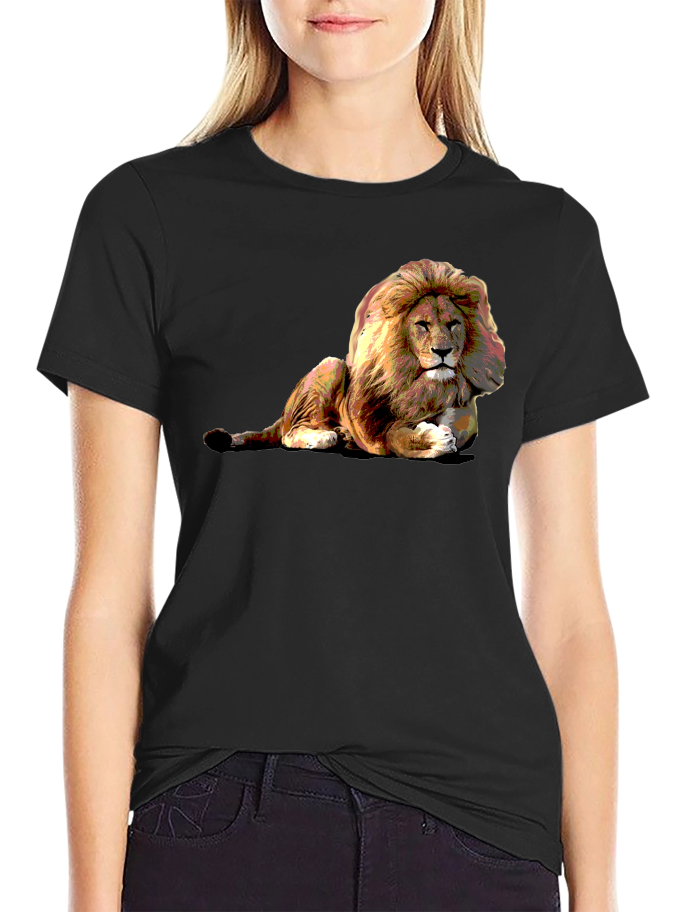Lion Graphic Black T-Shirt - Wild Style