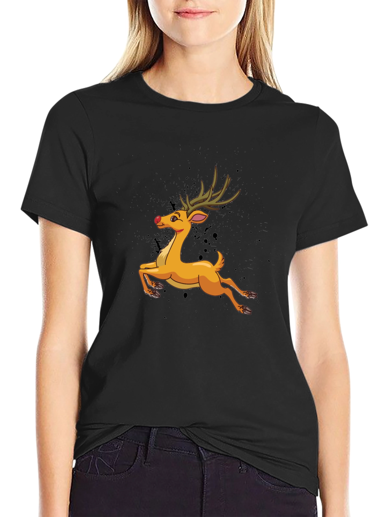 Reindeer Graphic T-Shirt - Festive Holiday Style