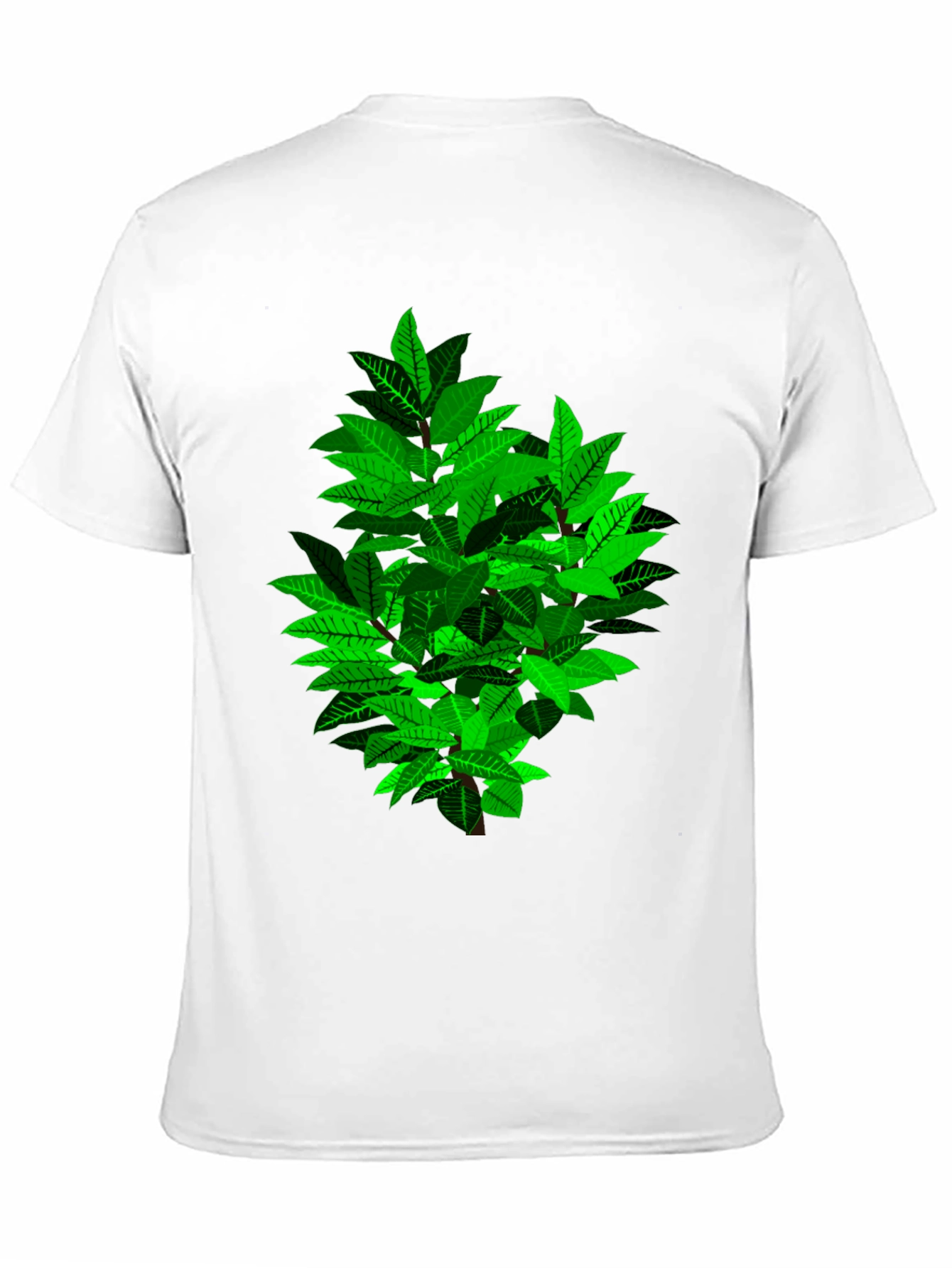 Green Leaf Bush Graphic Black T-Shirt