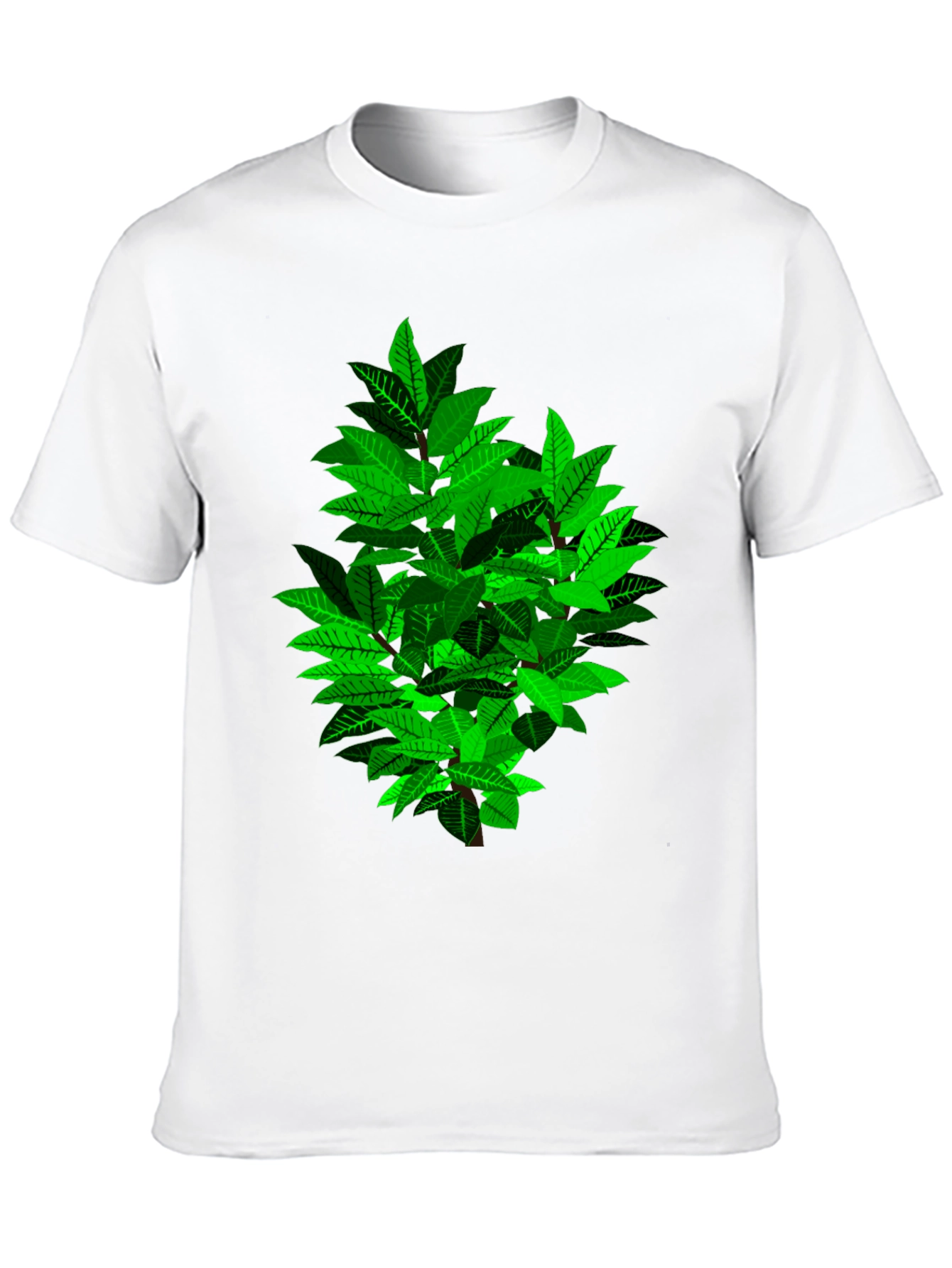 Green Leaf Bush Graphic Black T-Shirt
