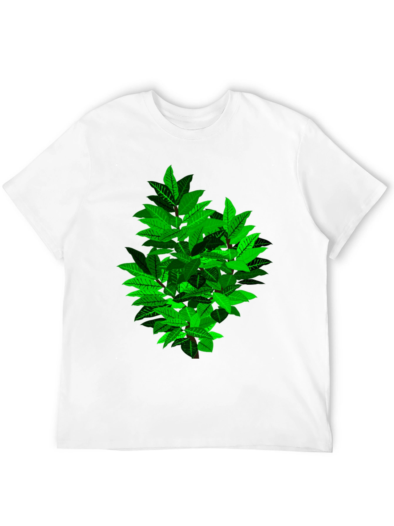 Green Leaf Bush Graphic Black T-Shirt