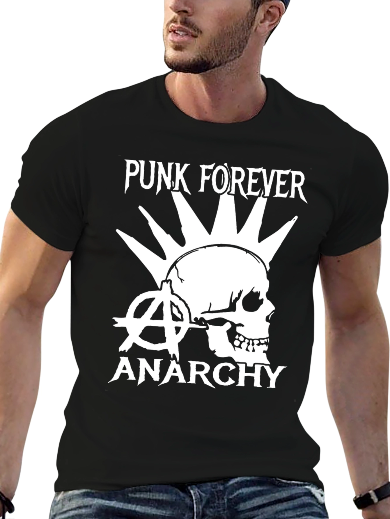 Punk Forever Anarchy Skull Graphic Tee